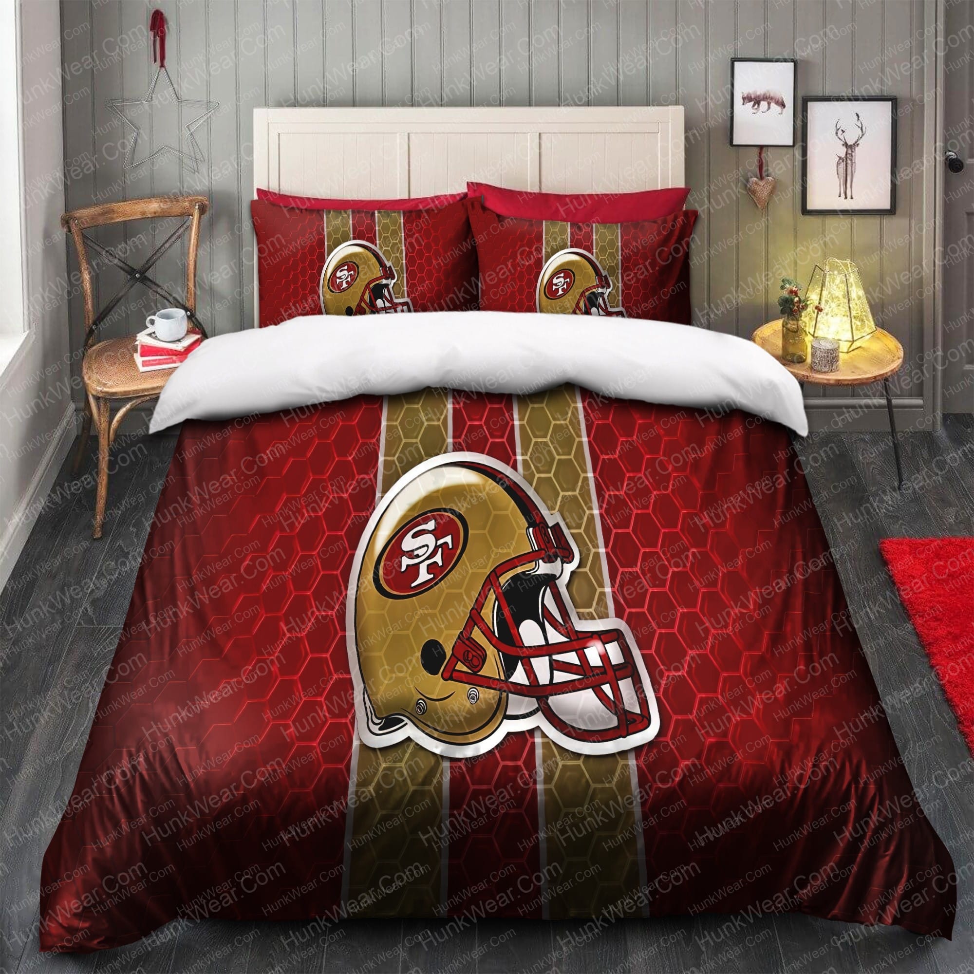 49ers helmet logo bed set bedding set 1