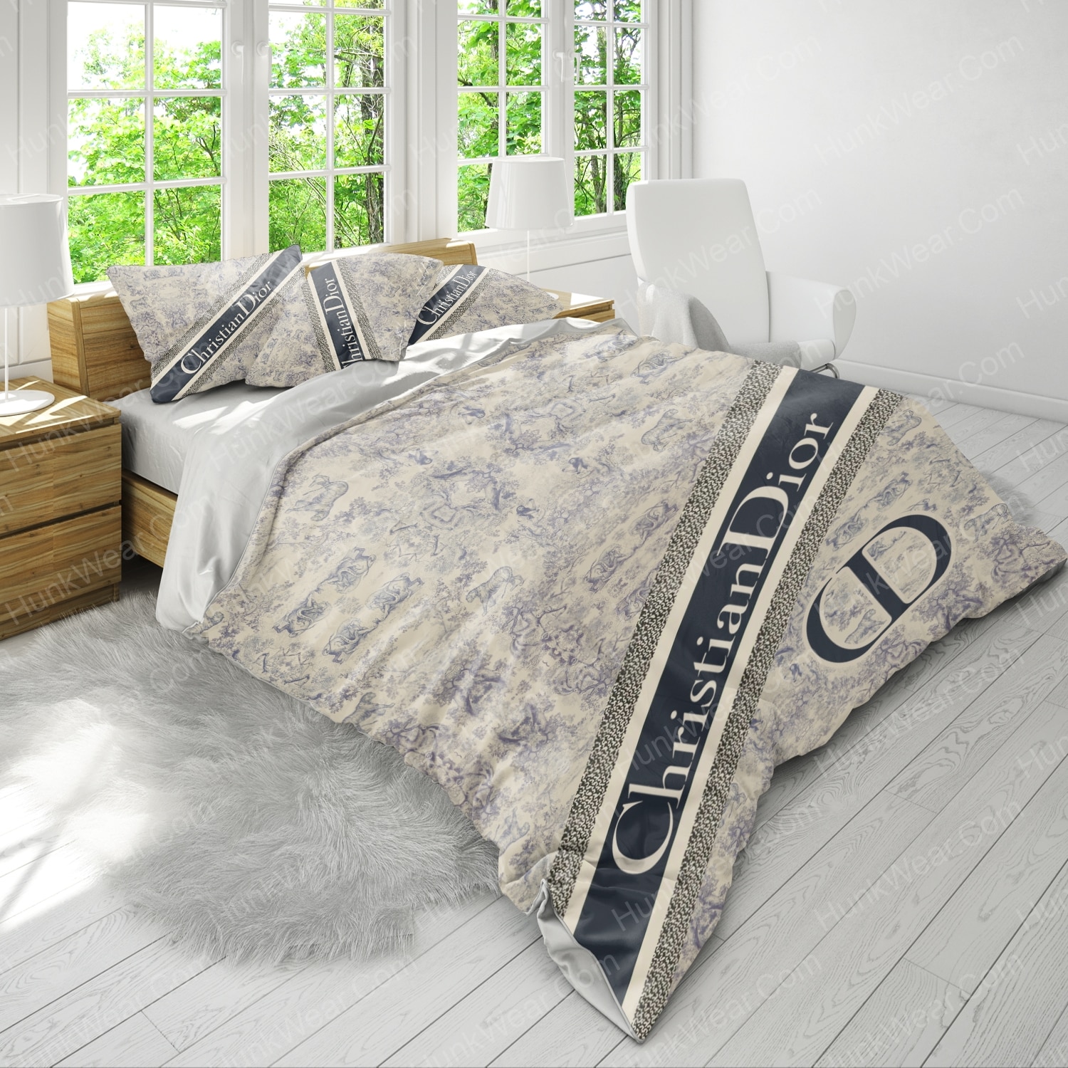 christian dior logo bed set bedding set 3