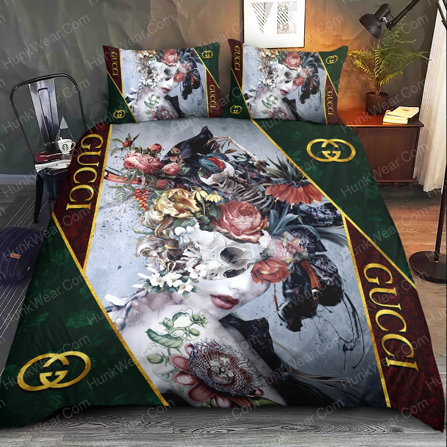 Gucci Dark Queen Bed Set Bedding Set HunkWear.Com