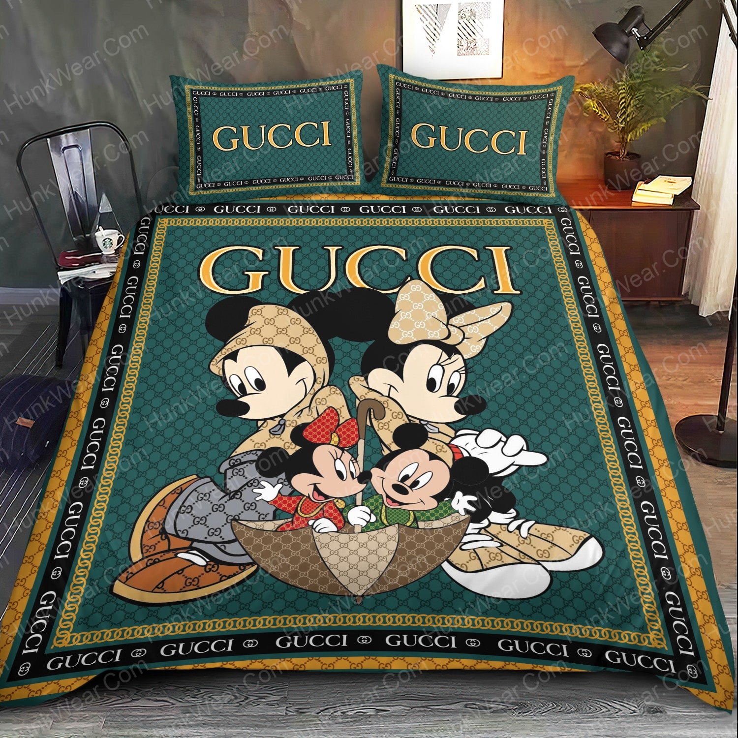 gucci mickey mouse minnie mouse bed set bedding set 1