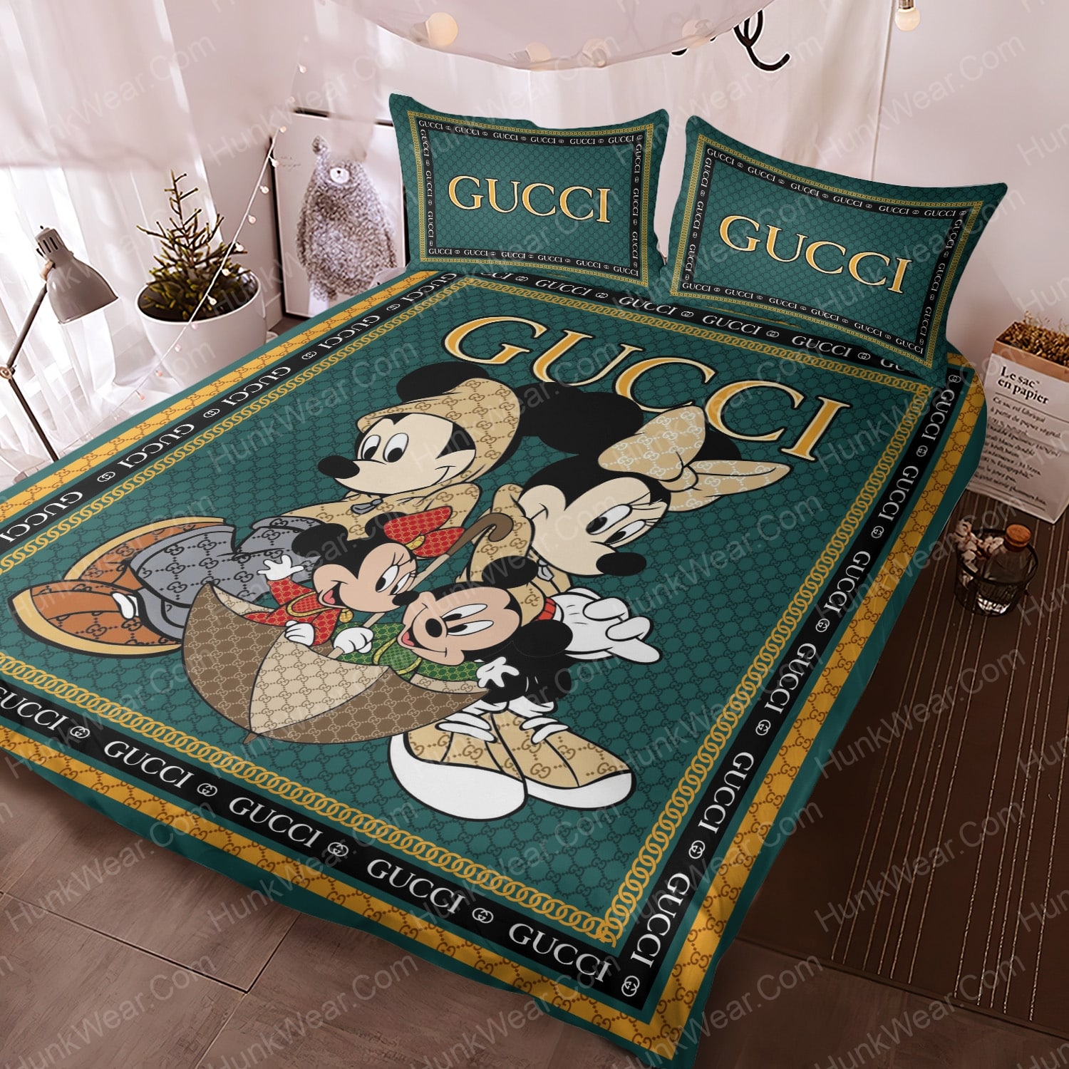 gucci mickey mouse minnie mouse bed set bedding set 2