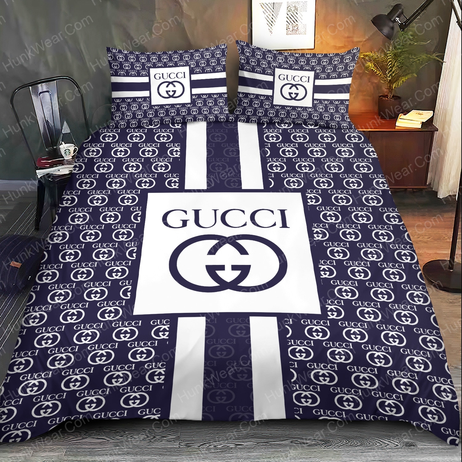 gucci pattern logo bed set bedding set 1