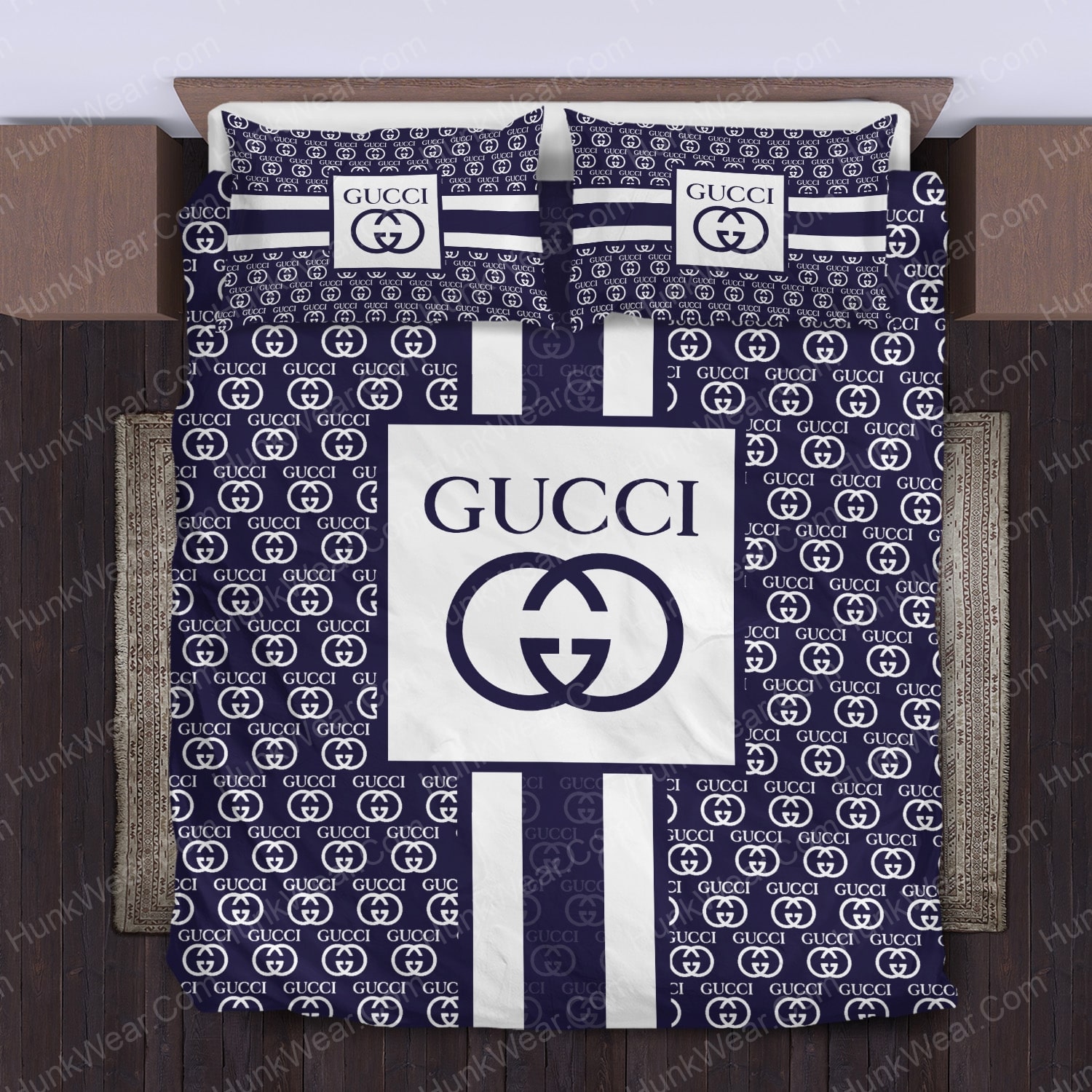 gucci pattern logo bed set bedding set
