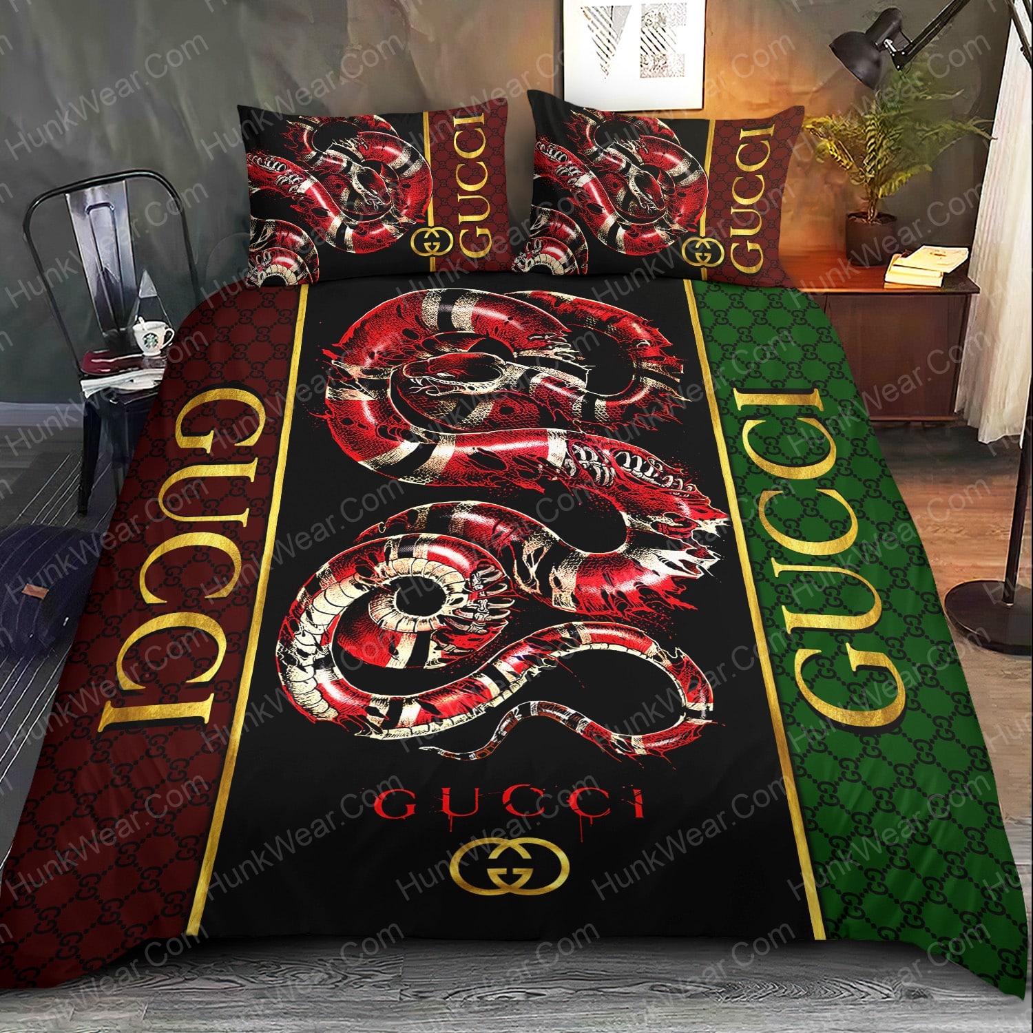 Gucci Snake Tattoo Bed Set Bedding Set HunkWear.Com