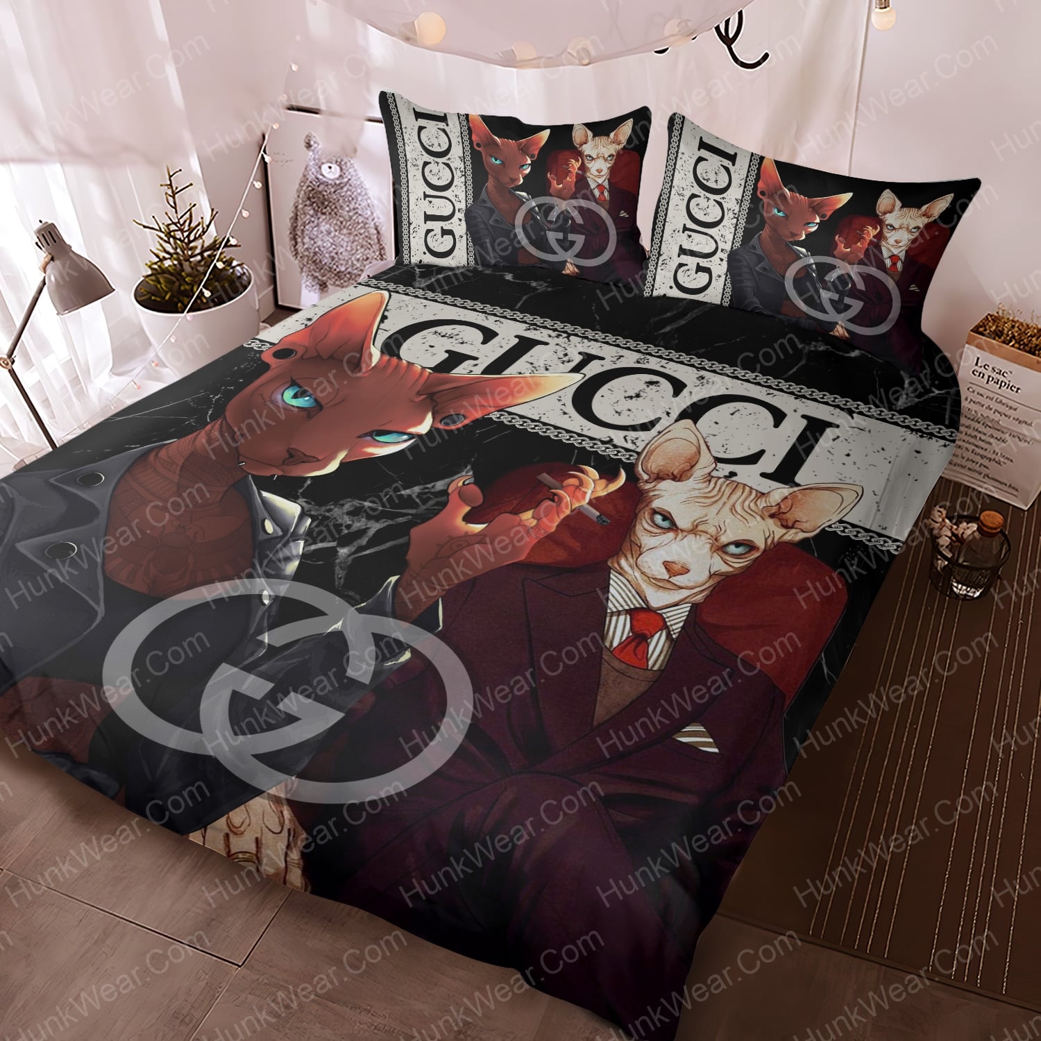 gucci sphynx cat bed set bedding set 1
