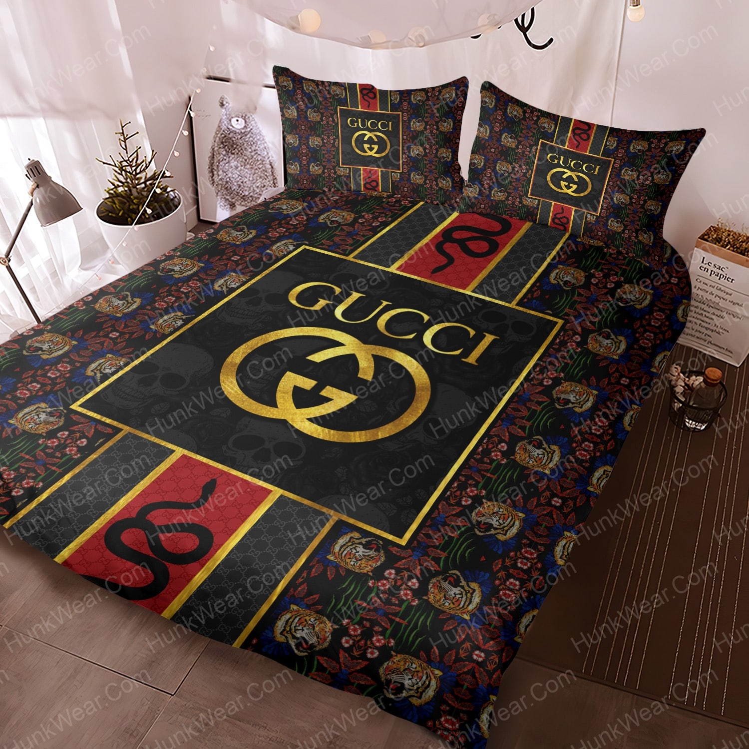 gucci tiger snake bed set bedding set 1