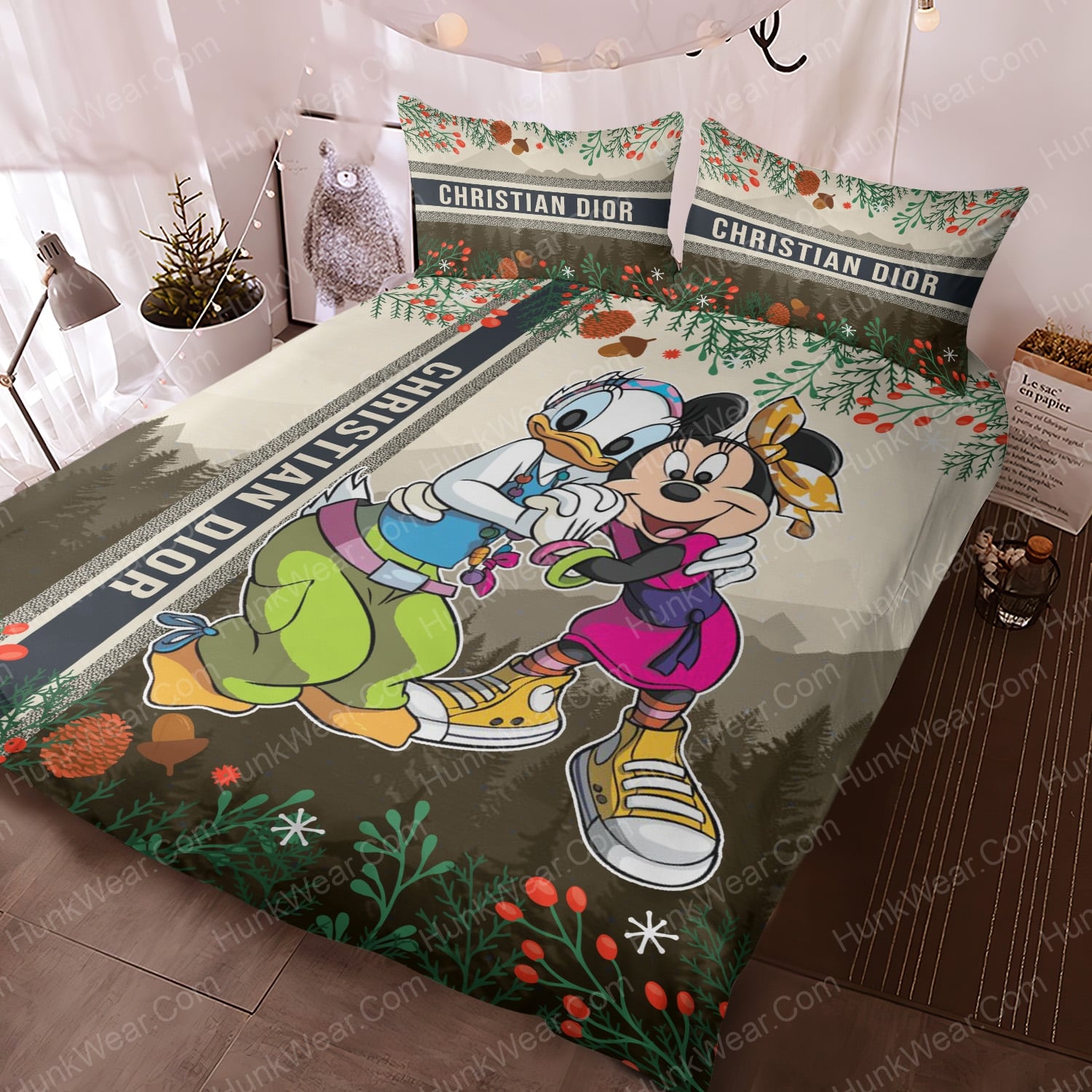 mickey mouse and donal duck dior bed set bedding set 1