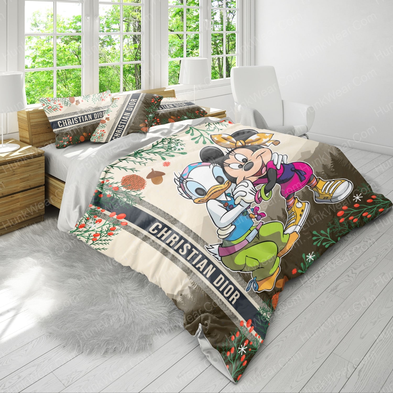 mickey mouse and donal duck dior bed set bedding set 3