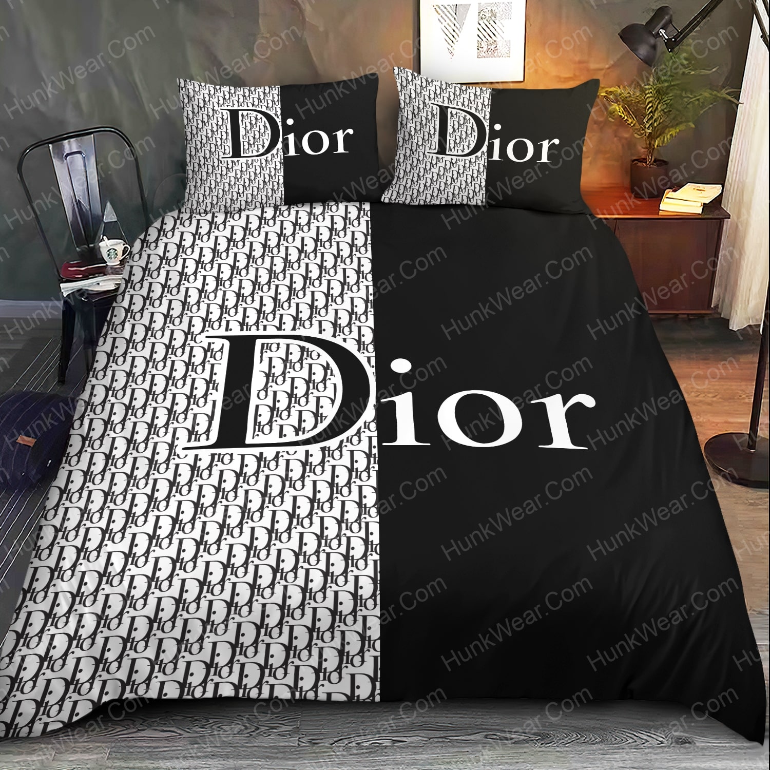 white and black dior bed set bedding set