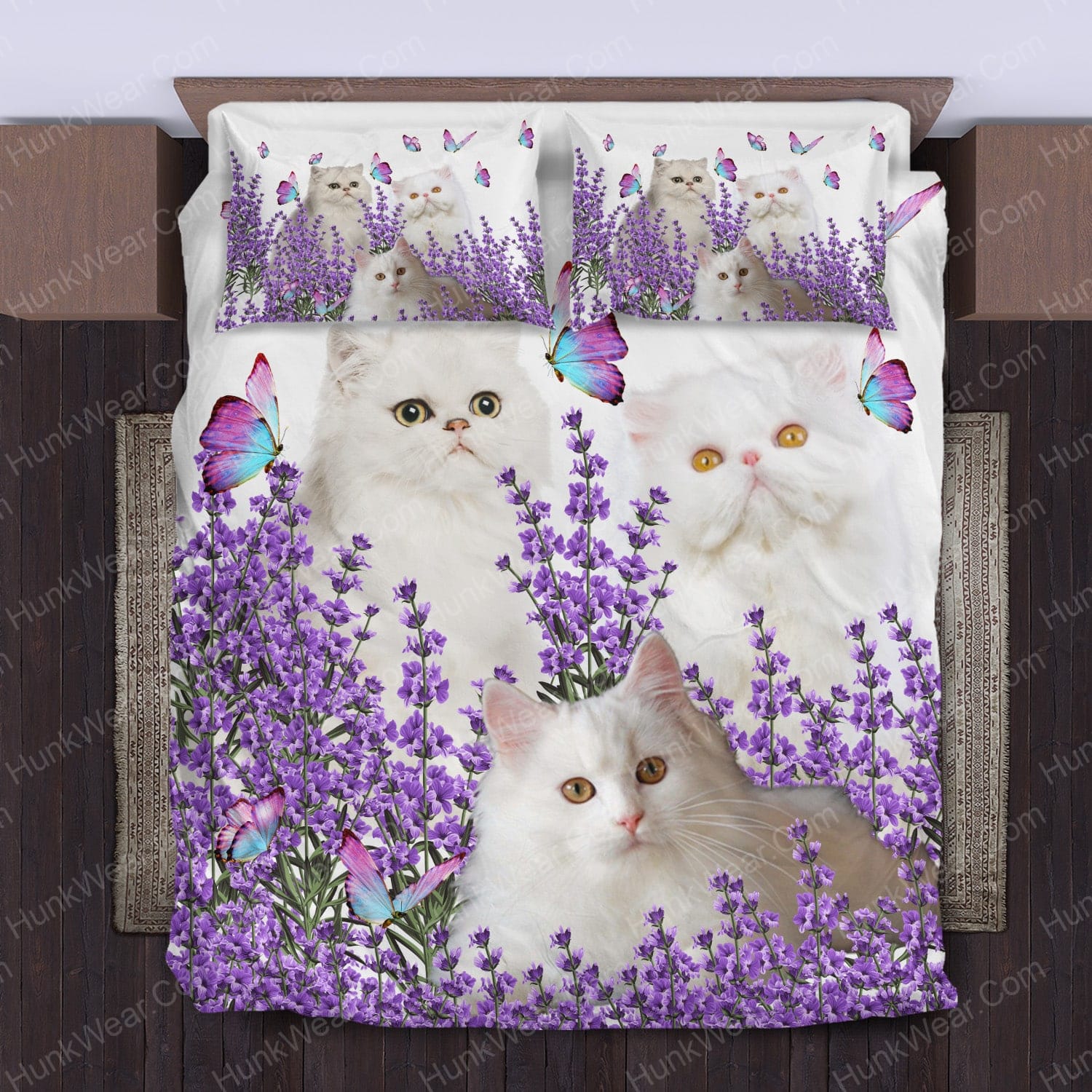 Lavender Flower Persian Cat Bed Set Bedding Set HunkWear.Com