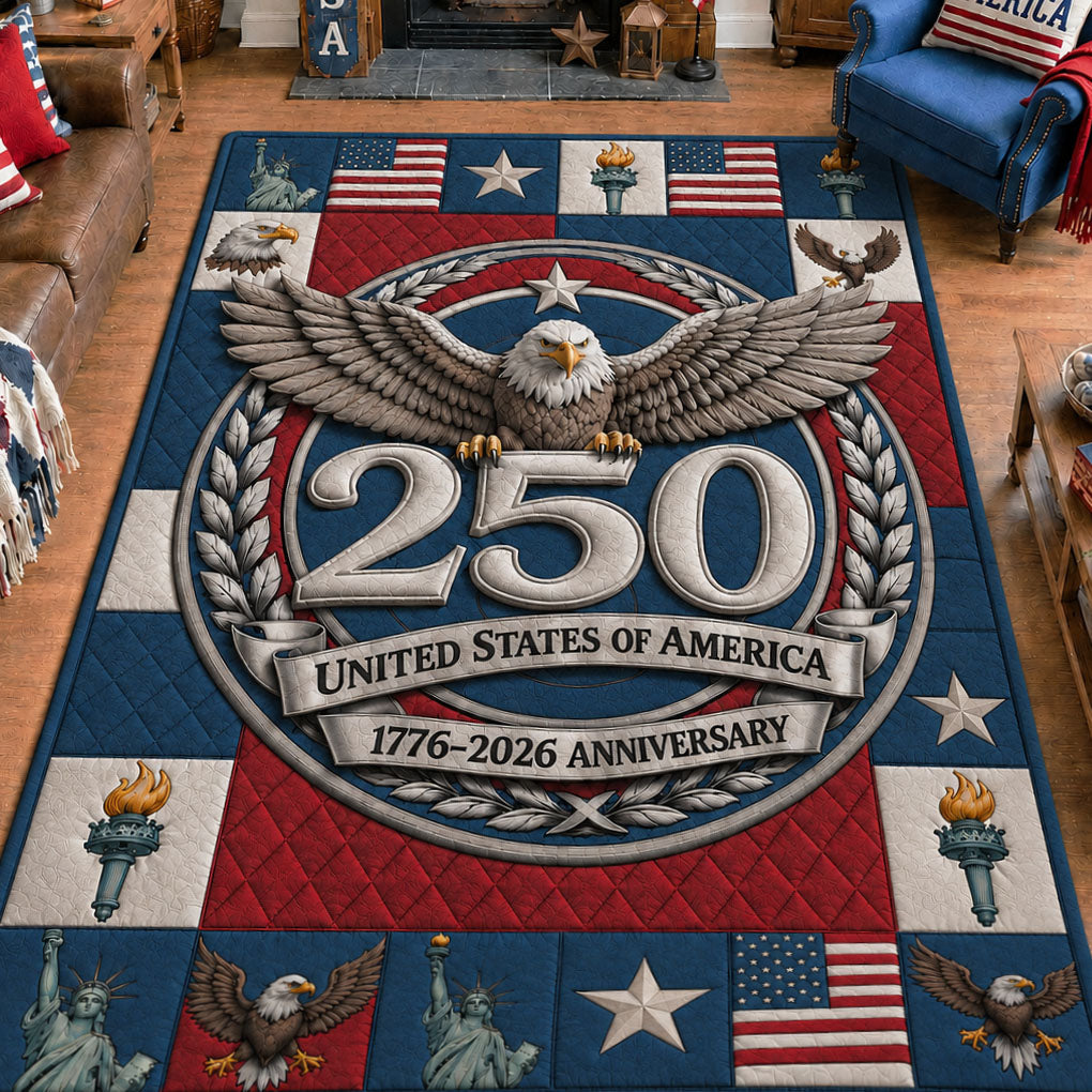 250 USA Anniversary Area Rug - Non-Slip Washable 3D Print Rug for Living Room & BedroomTVC210864
