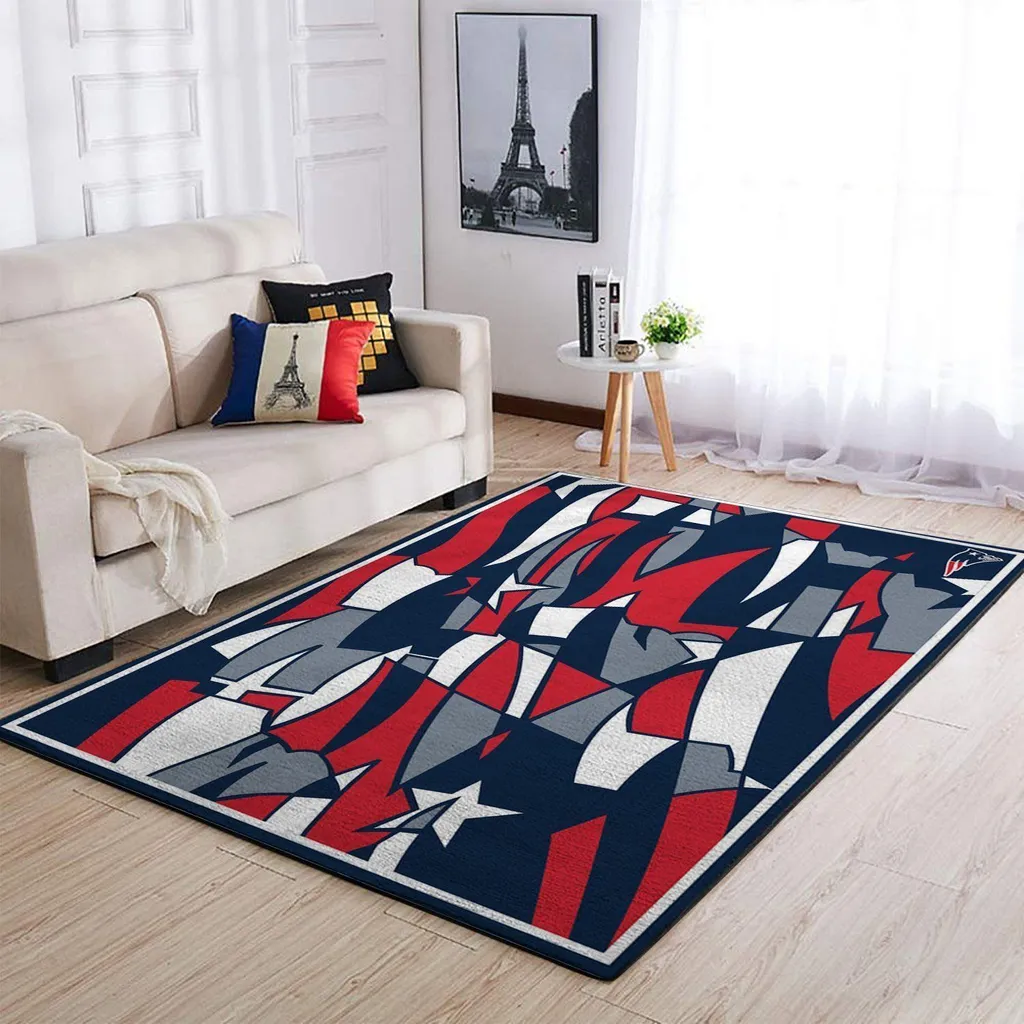 Abstract Area Rug for Stylish Living Room Comfort Blue and Red