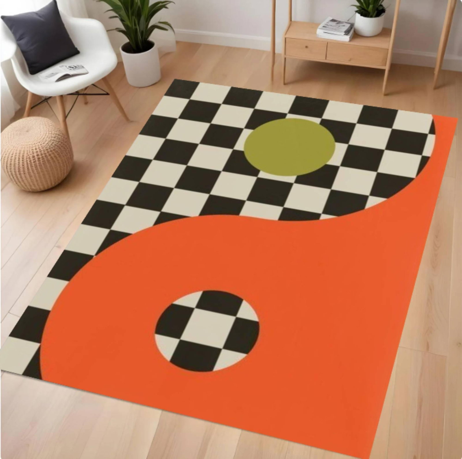 Abstract Geometric Checkerboard Rug Modern Retro RugTVC1708365