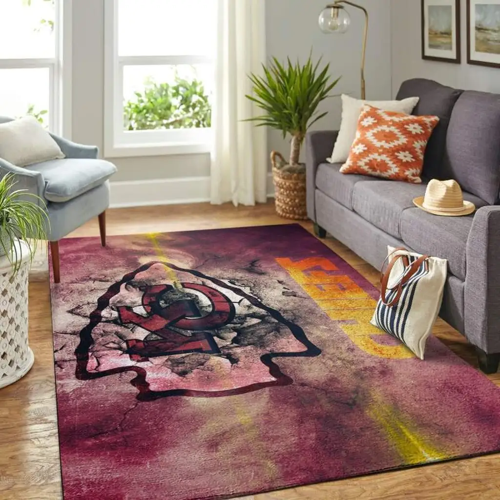 Abstract Modern Area Rug for Living Room Decor Purple and Yellow