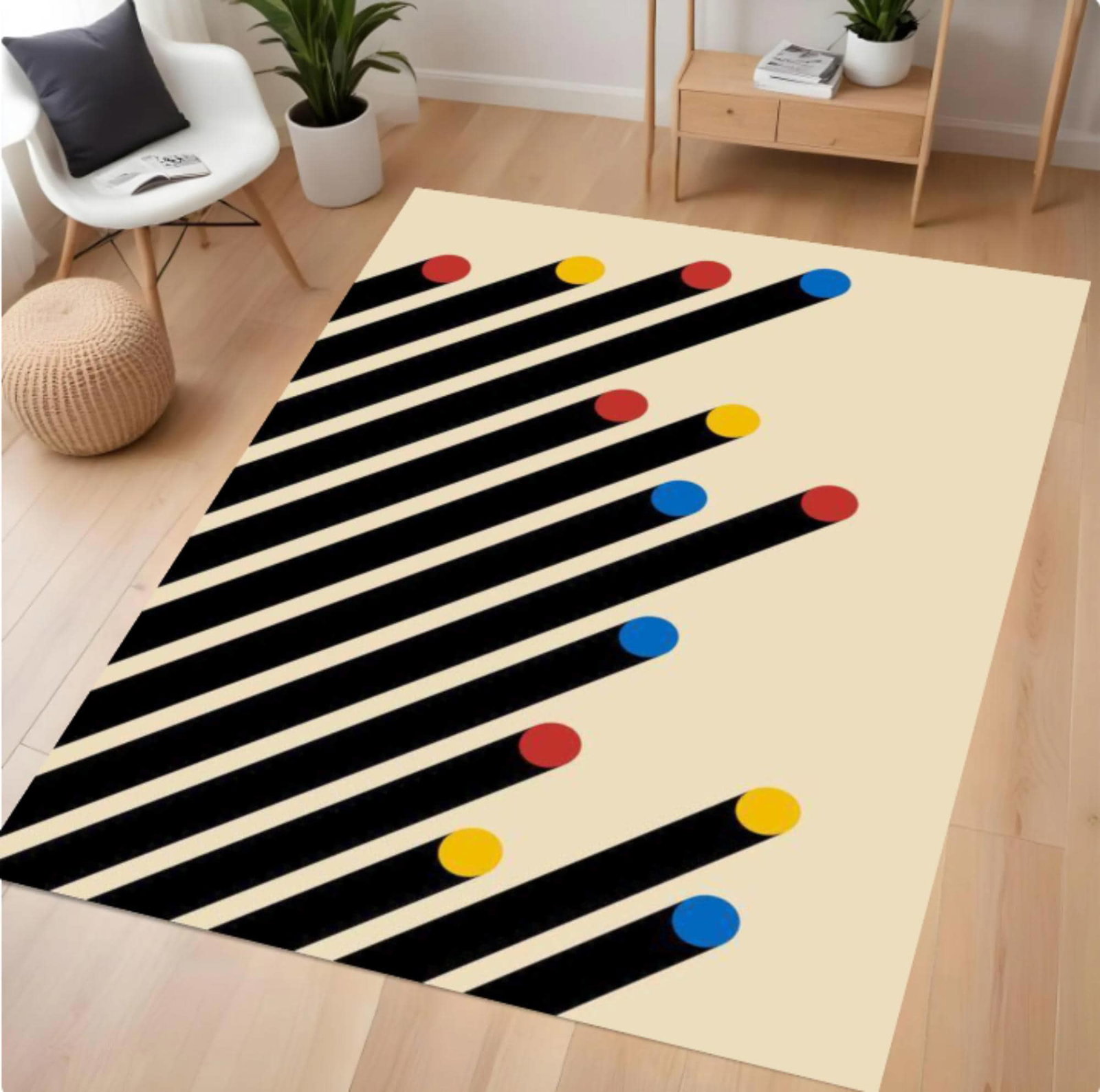 Abstract Modern Rug Minimal Geometric Floor Rug Washable Non-slip RugTVC1708358