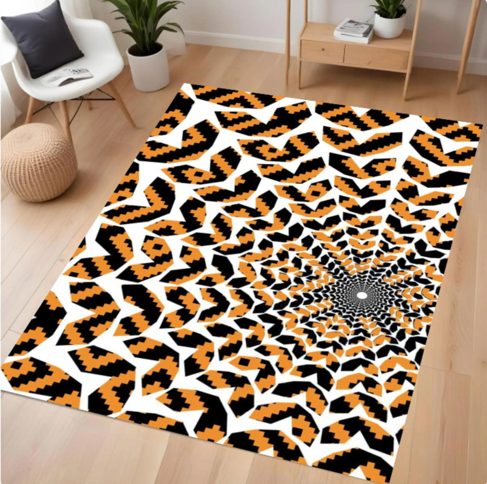 Abstract Rug with Optical Illusion Geometric Spiral Rug Psychedelic RoomTVC1708375