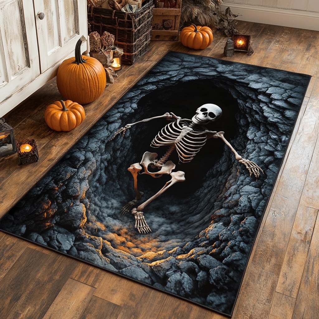 Abyss Skeleton Area Rug - Non-Slip Washable 3D Print Rug for Living Room & BedroomTVC210848