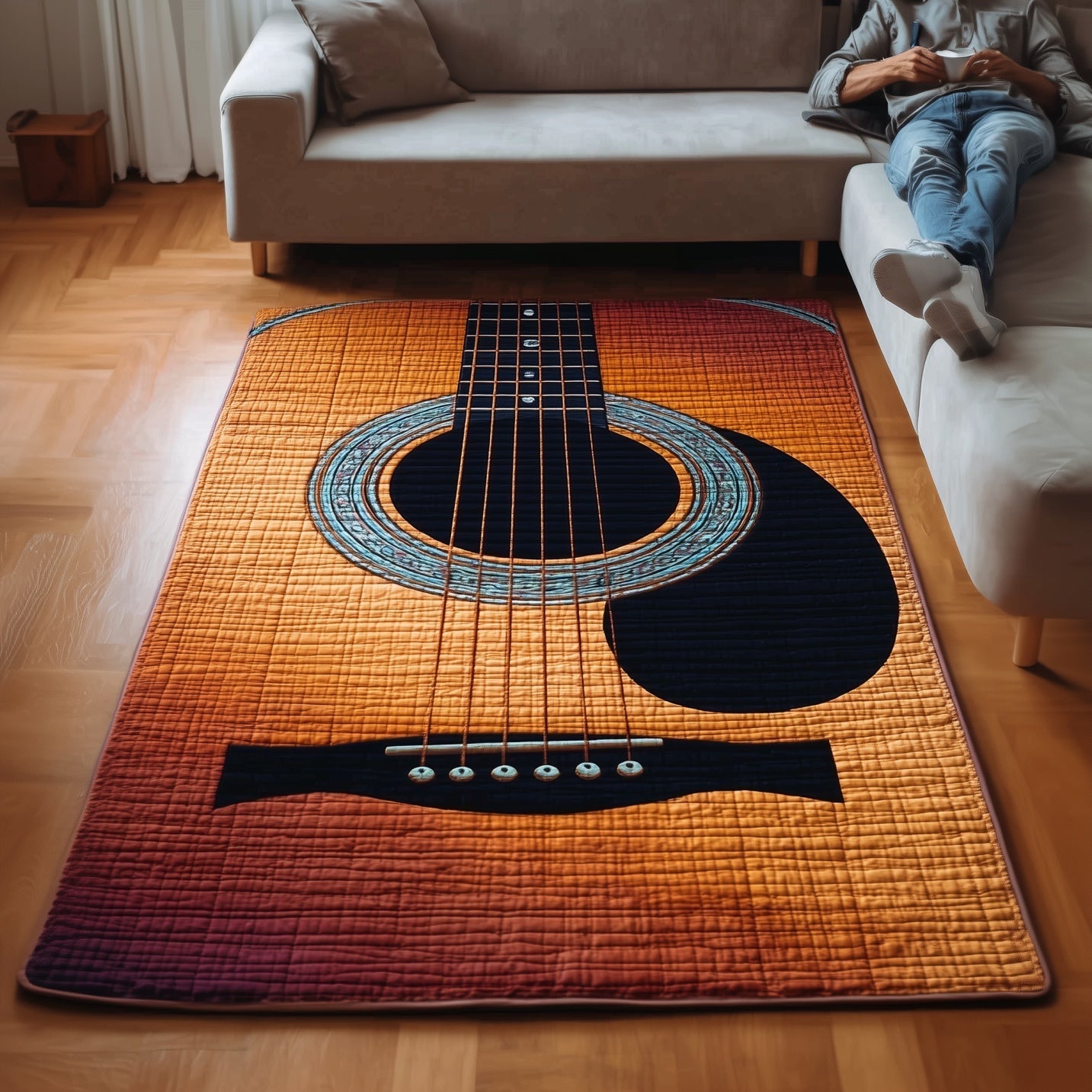 Acoustic Melody Area Rug - Non-Slip Washable 3D Print Rug for Living Room & BedroomTVC210858