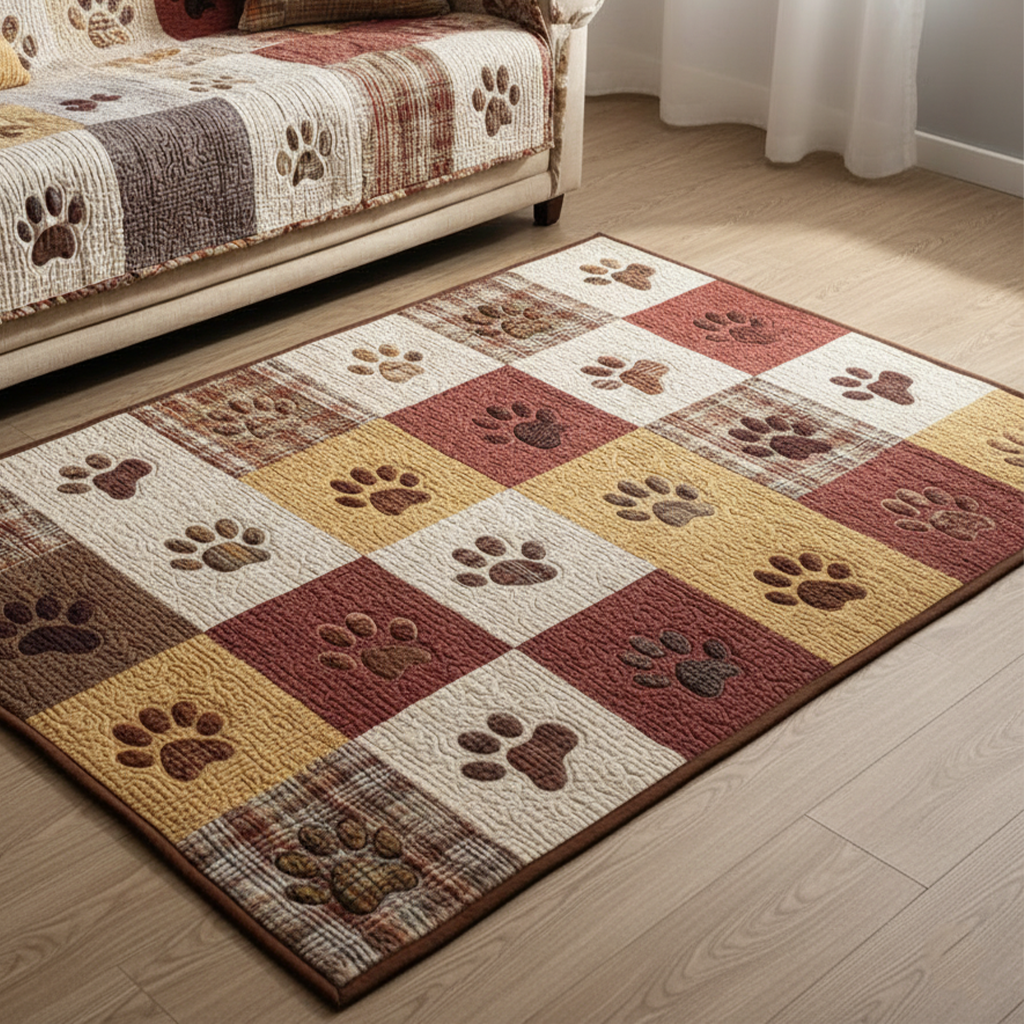 Adorable Paw Area Rug - Non-Slip Washable 3D Print Rug for Living Room & BedroomTVC210851