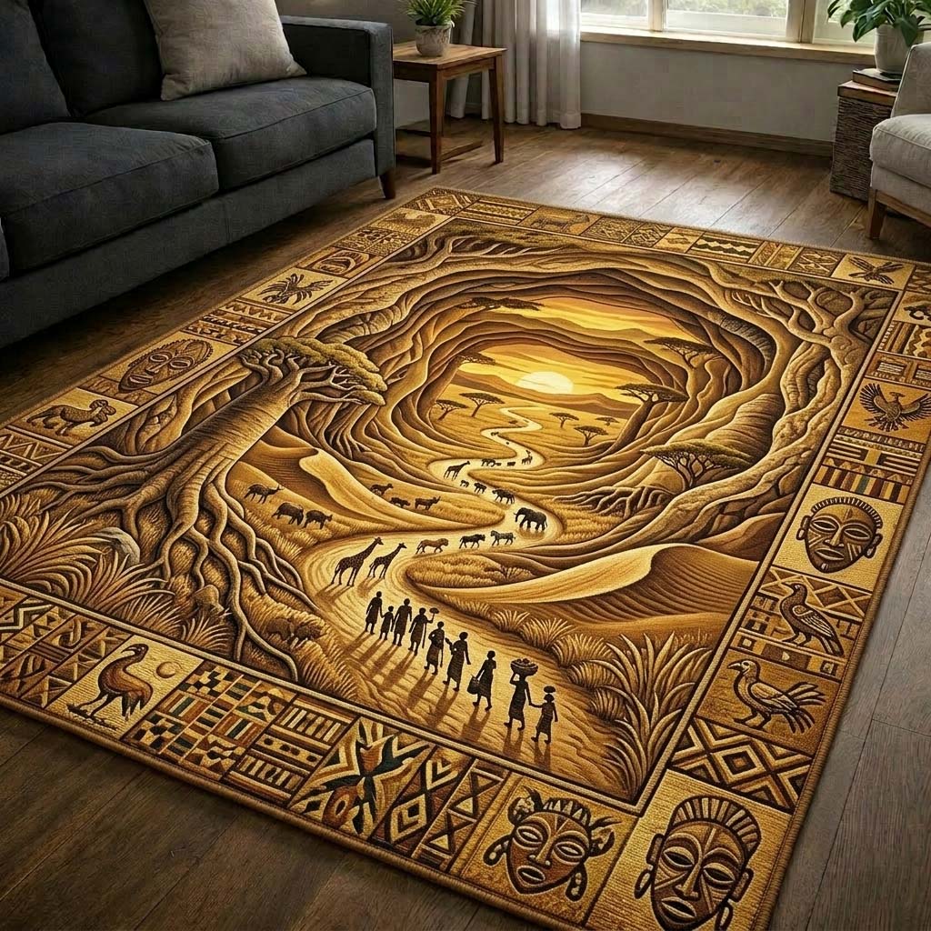 Africa Legacy Area Rug - Non-Slip Washable 3D Print Rug for Living Room & BedroomTVC210856