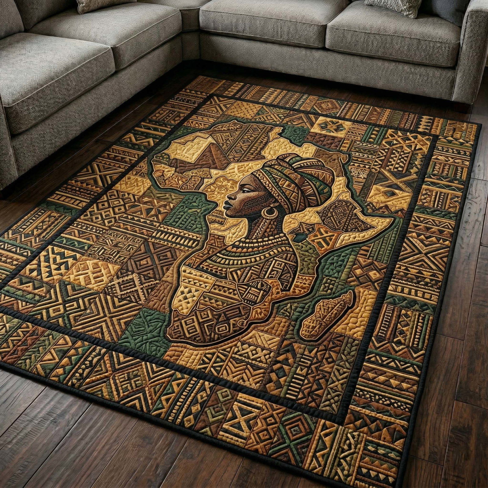 Africa Queen Spirit Area Rug - Non-Slip Washable 3D Print Rug for Living Room & BedroomTVC210868