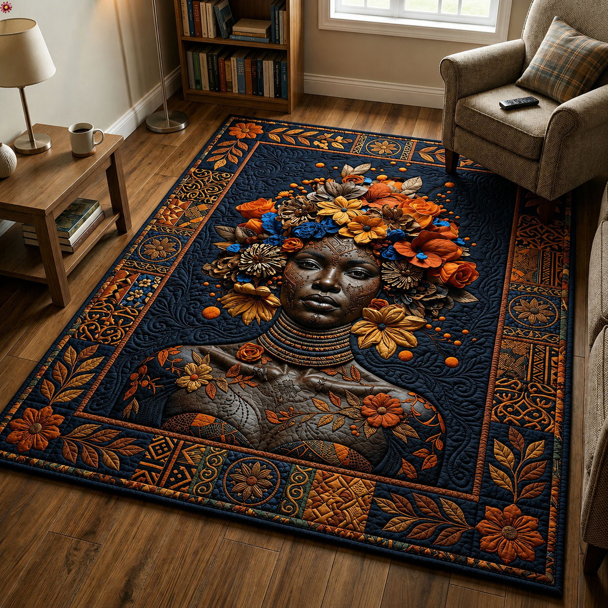 African Beauty Blooms Area Rug - Non-Slip Washable 3D Print Rug for Living Room & BedroomTVC210857