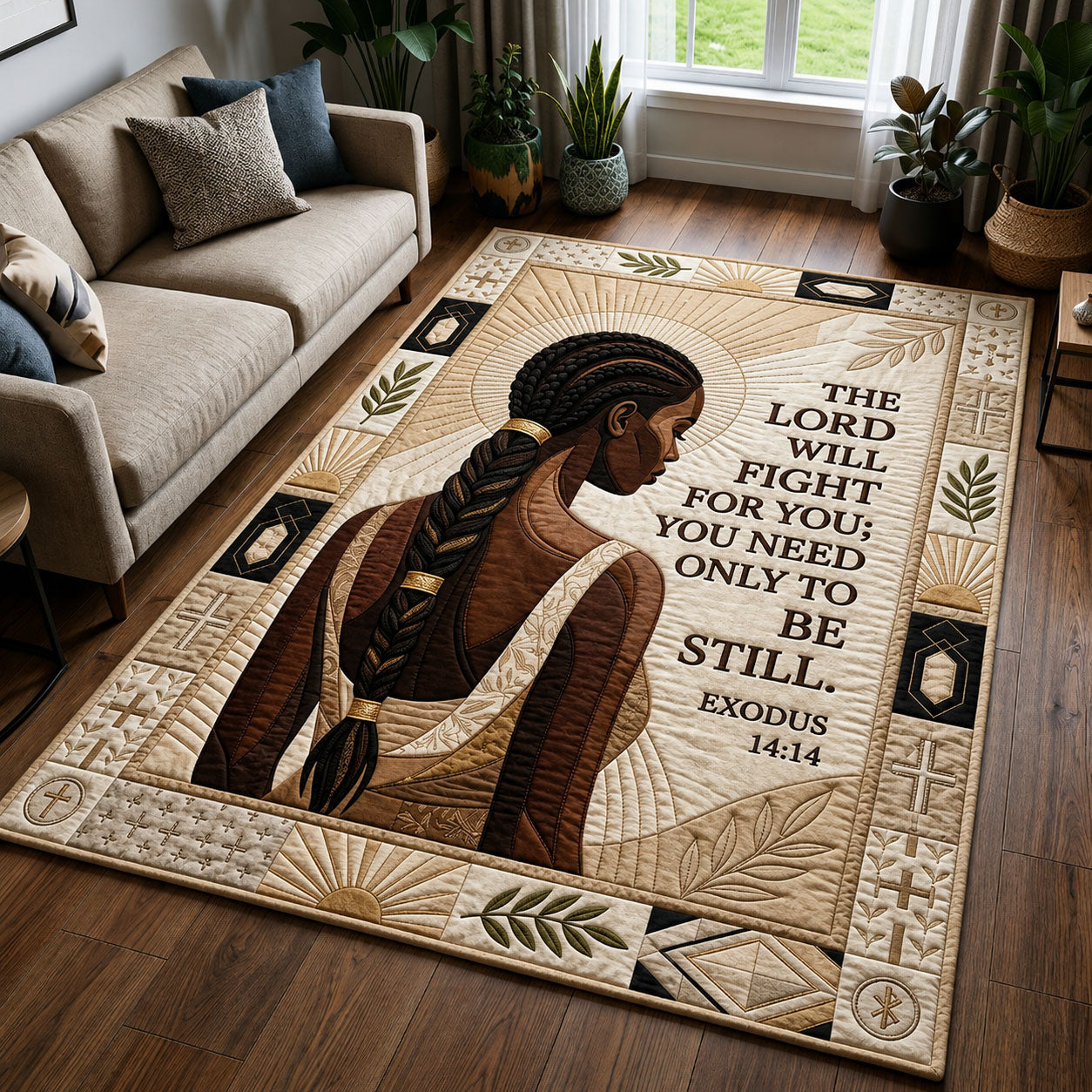 African Braids Bible Quote Area Rug - Non-Slip Washable 3D Print Rug for Living Room & BedroomTVC210857