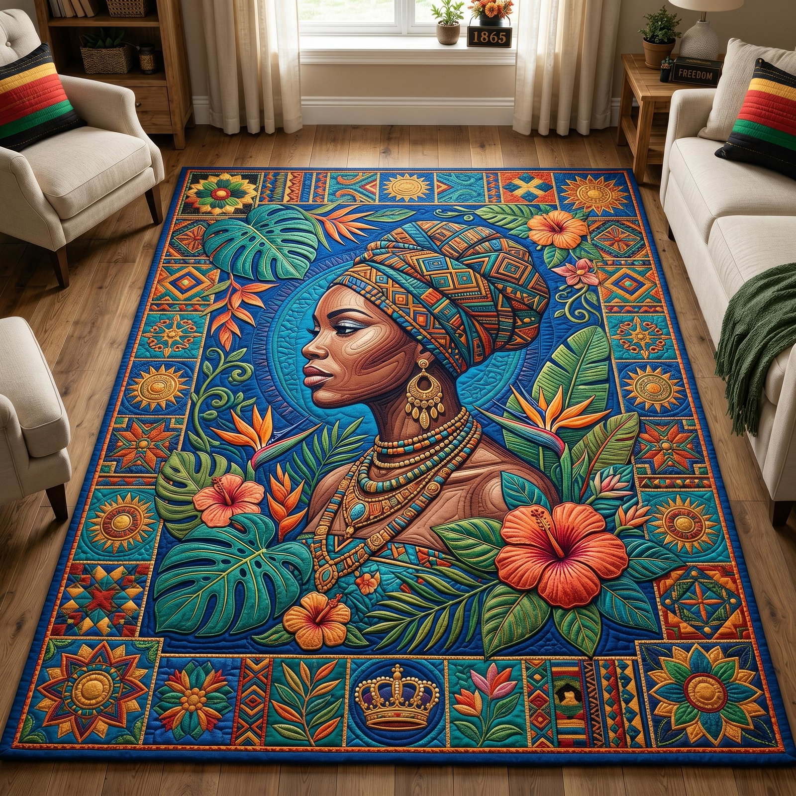 African Heritage Area Rug - Non-Slip Washable 3D Print Rug for Living Room & BedroomTVC210859