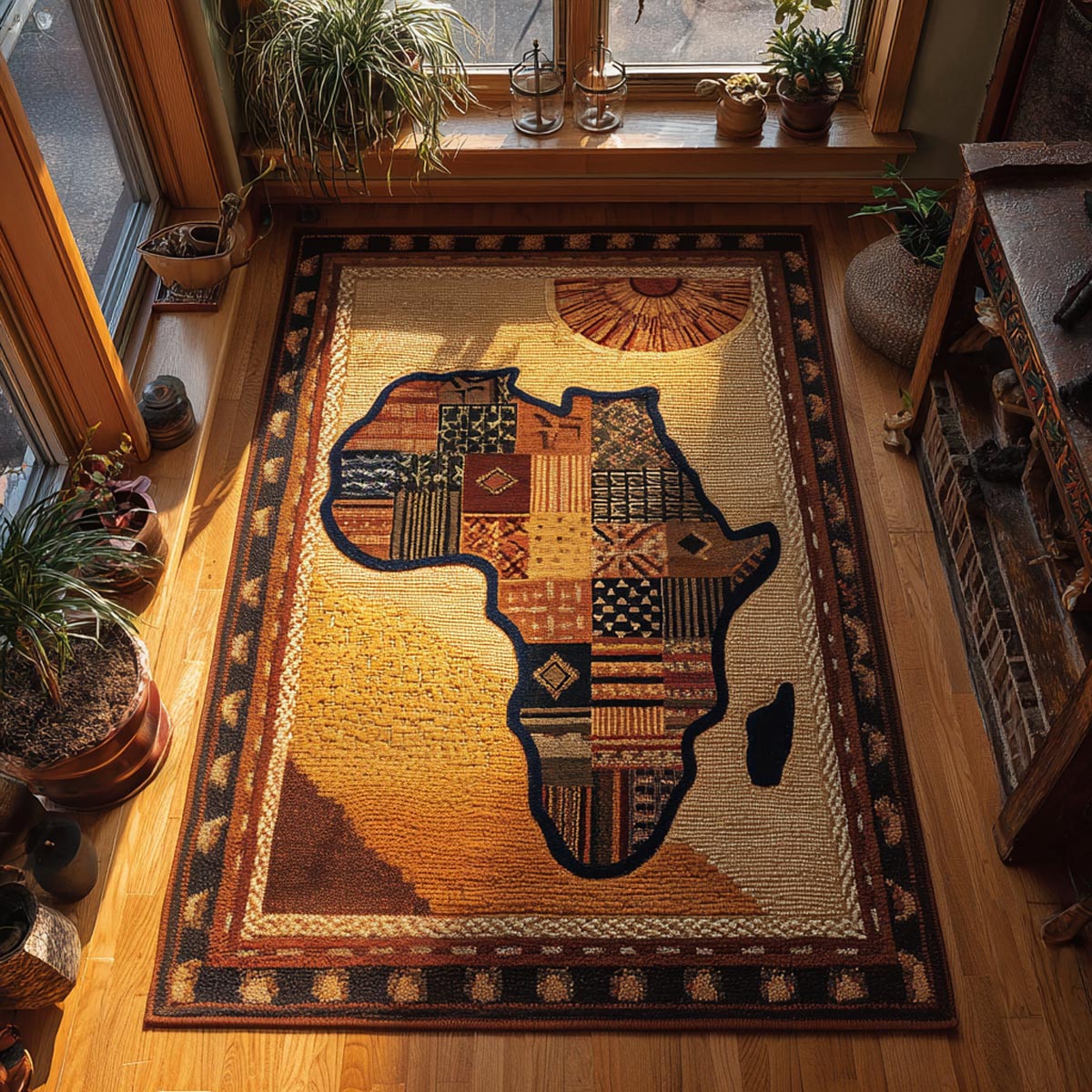 African Horizon Area Rug - Non-Slip Washable 3D Print Rug for Living Room & BedroomTVC210872