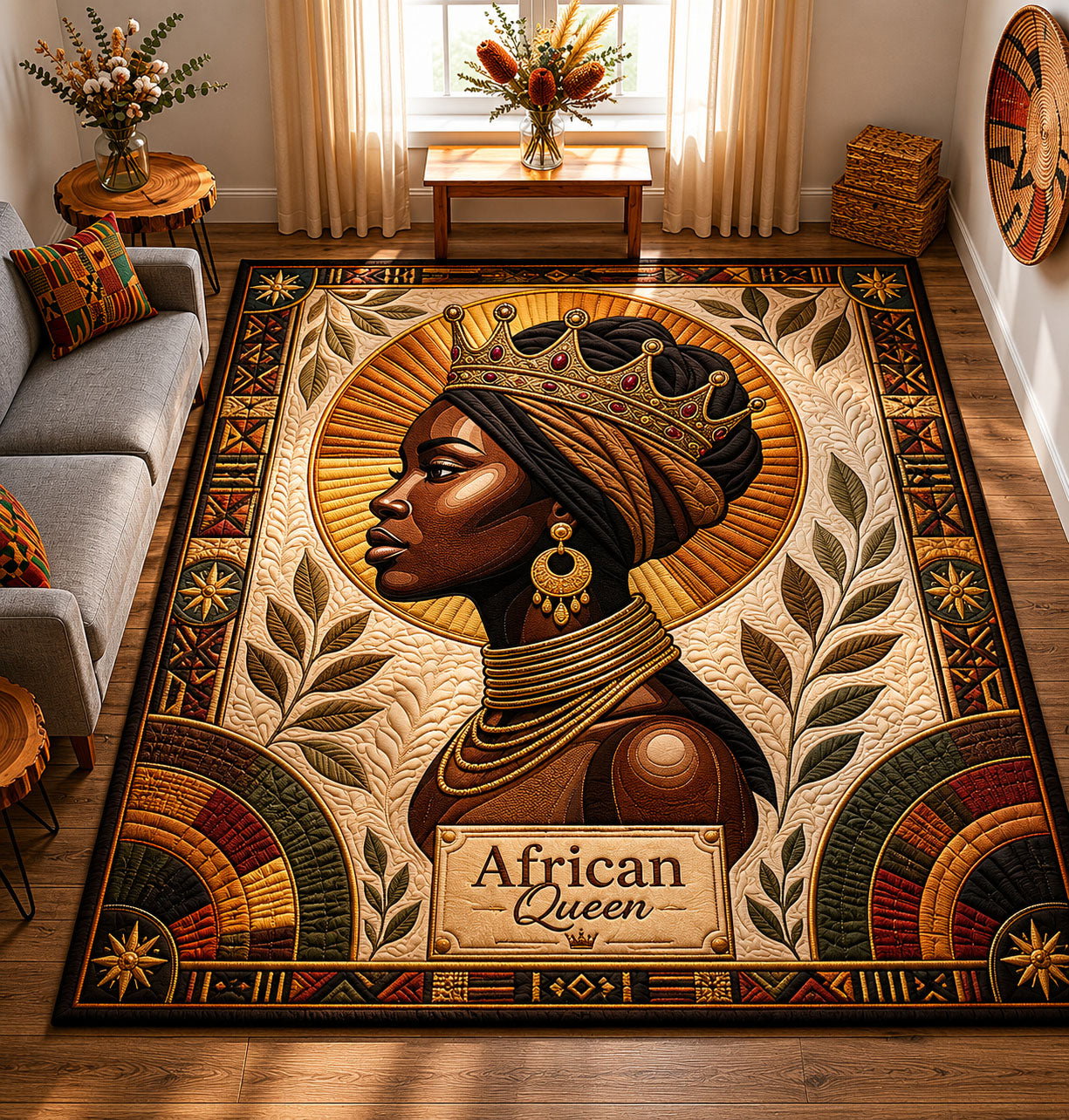 African Queen Area Rug - Non-Slip Washable 3D Print Rug for Living Room & BedroomTVC210857