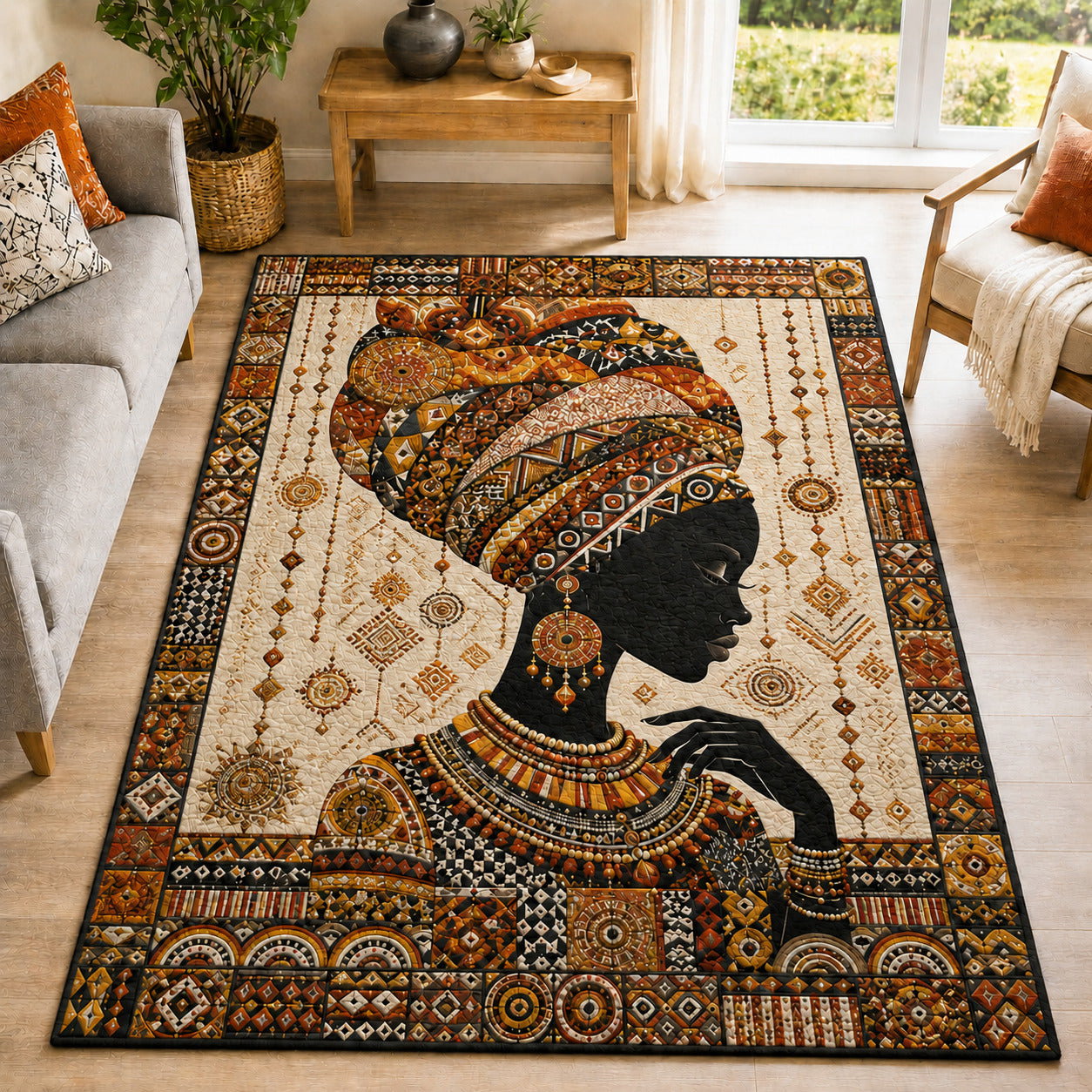 African Queen Area Rug - Non-Slip Washable 3D Print Rug for Living Room & BedroomTVC210862