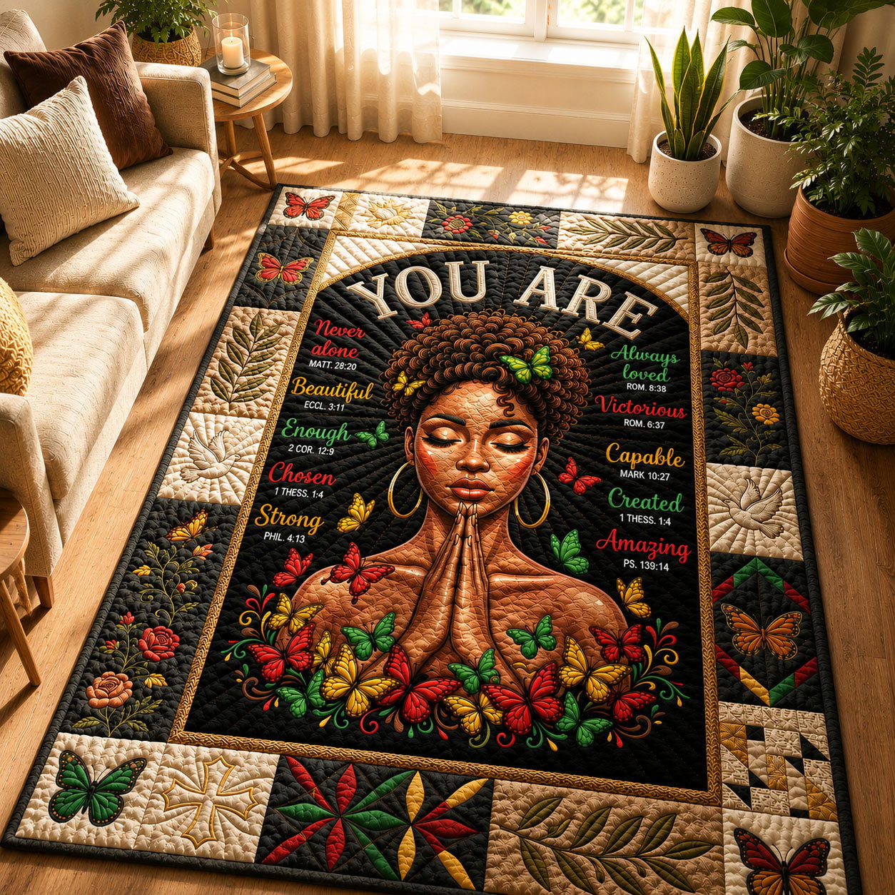 African Queen Bible Quote Area Rug - Non-Slip Washable 3D Print Rug for Living Room & BedroomTVC210857