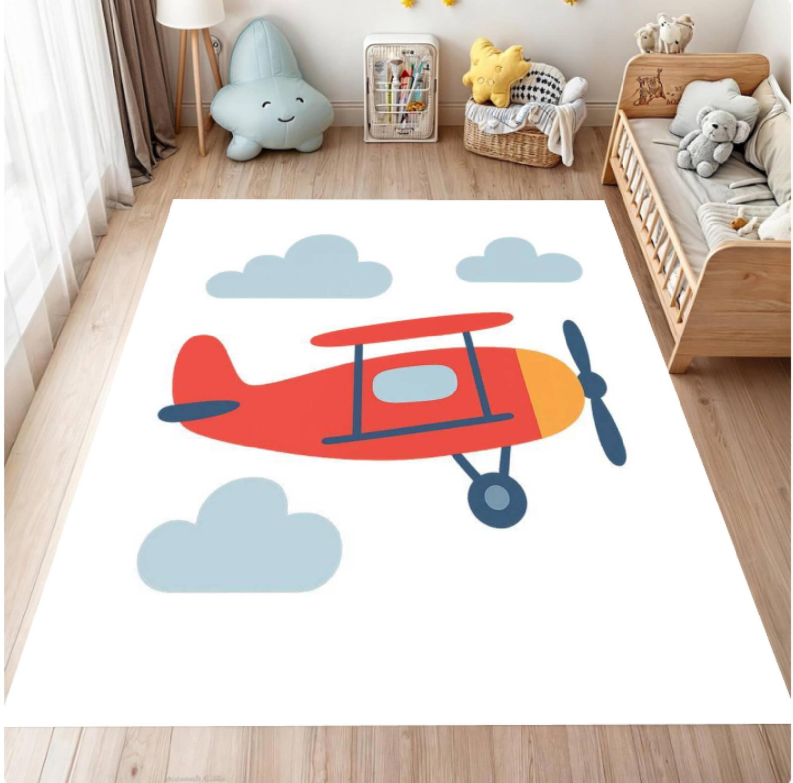 Airplane Kids Rug | Cute Airplane Nursery & Playroom CarpetTVC1708358