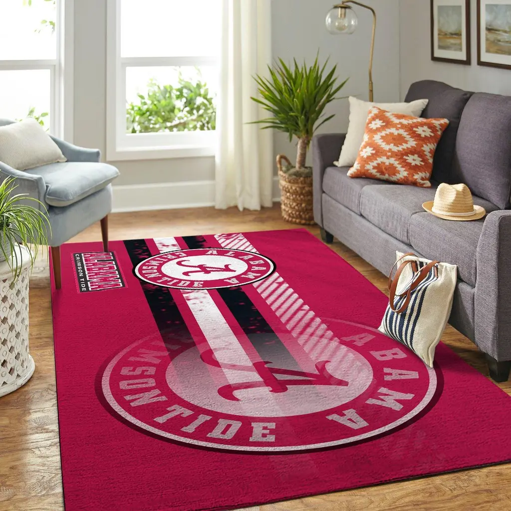 Alabama Crimson Tide Logo Area Rug Perfect for Fans Red and White