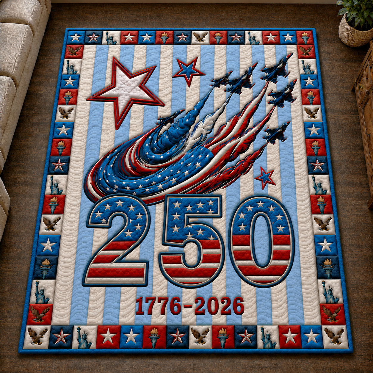 America 250 Area Rug - Non-Slip Washable 3D Print Rug for Living Room & BedroomTVC210865