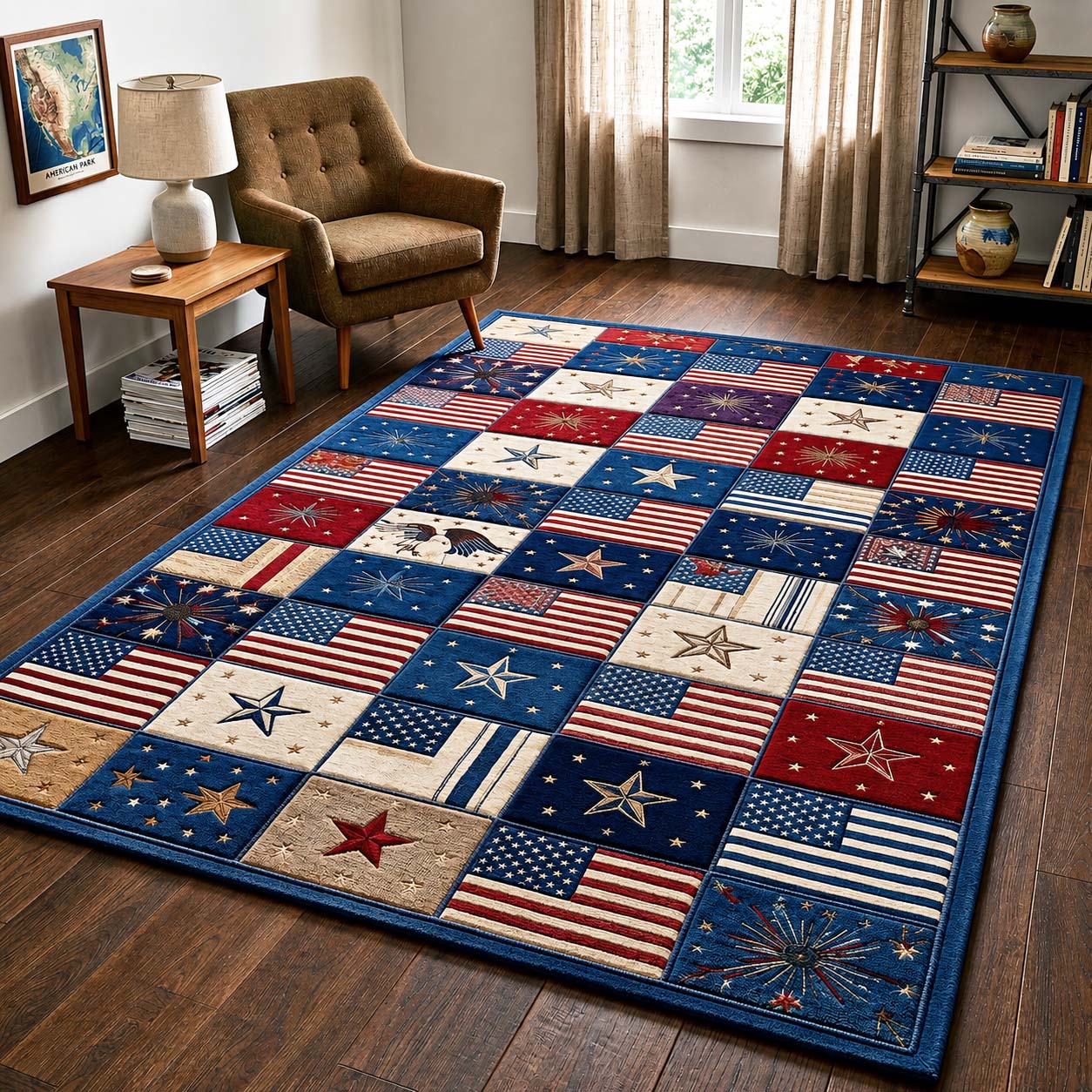 American Flag Area Rug - Non-Slip Washable 3D Print Rug for Living Room & BedroomTVC210855