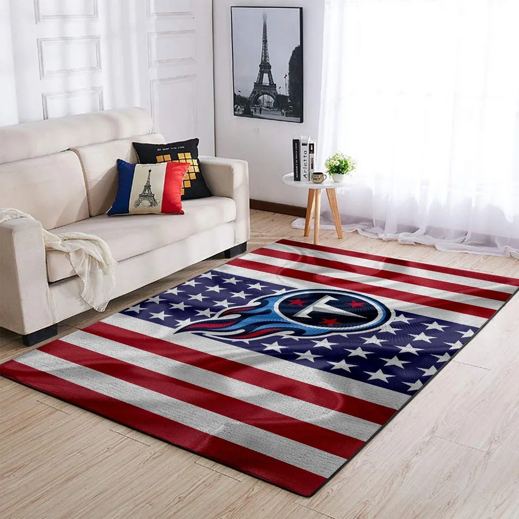 American Flag Rug Decorative Floor Mat for Living Room Blue and Red