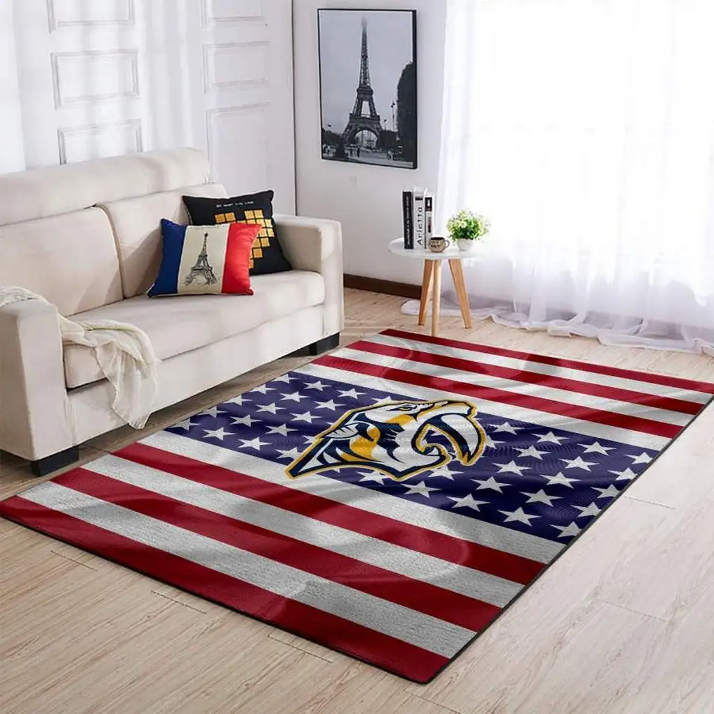 American Flag Rug with Bold Eagle Design for Living Room Red and White