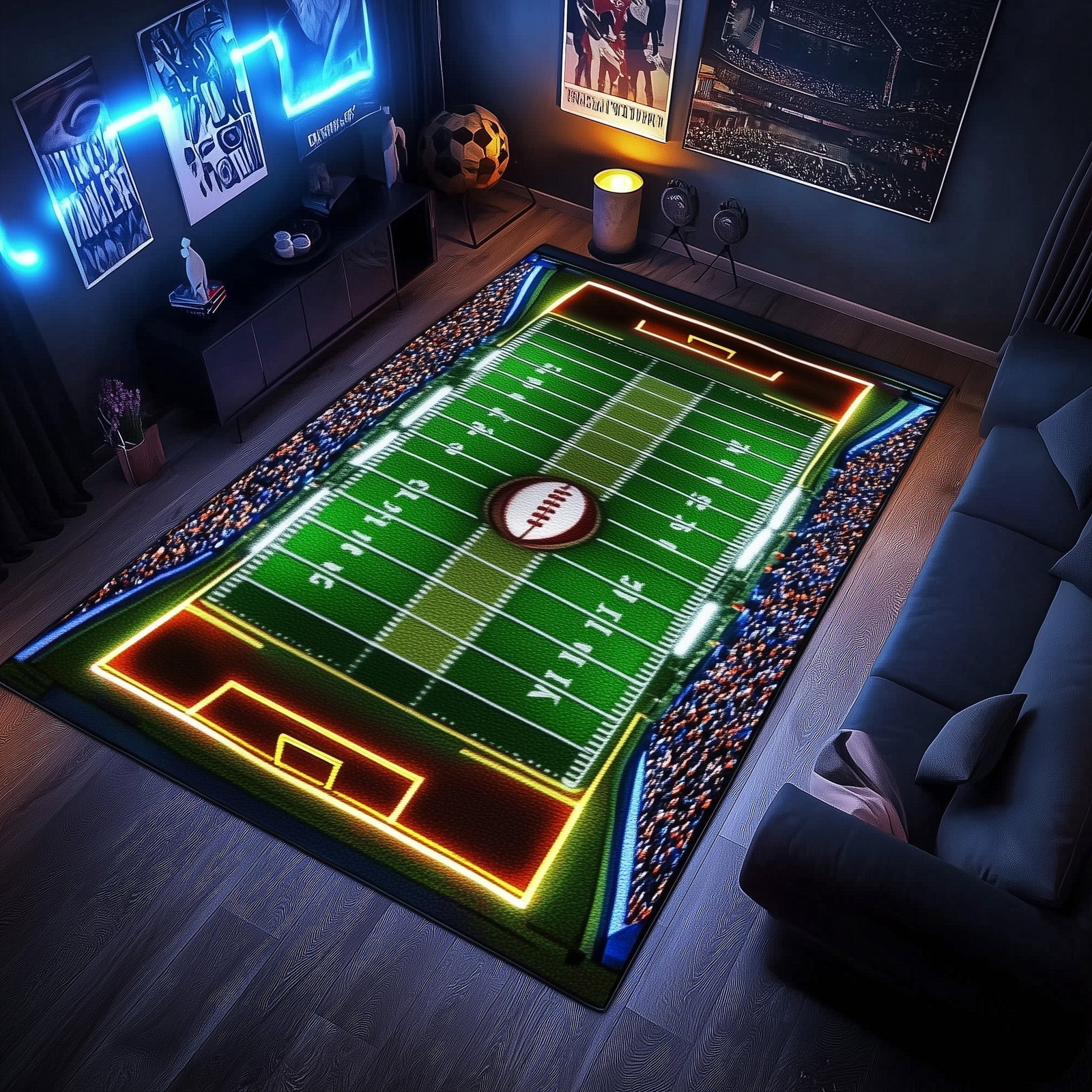 American Football Stadium Area Rug - Non-Slip Washable 3D Print Rug for Living Room & BedroomTVC210868