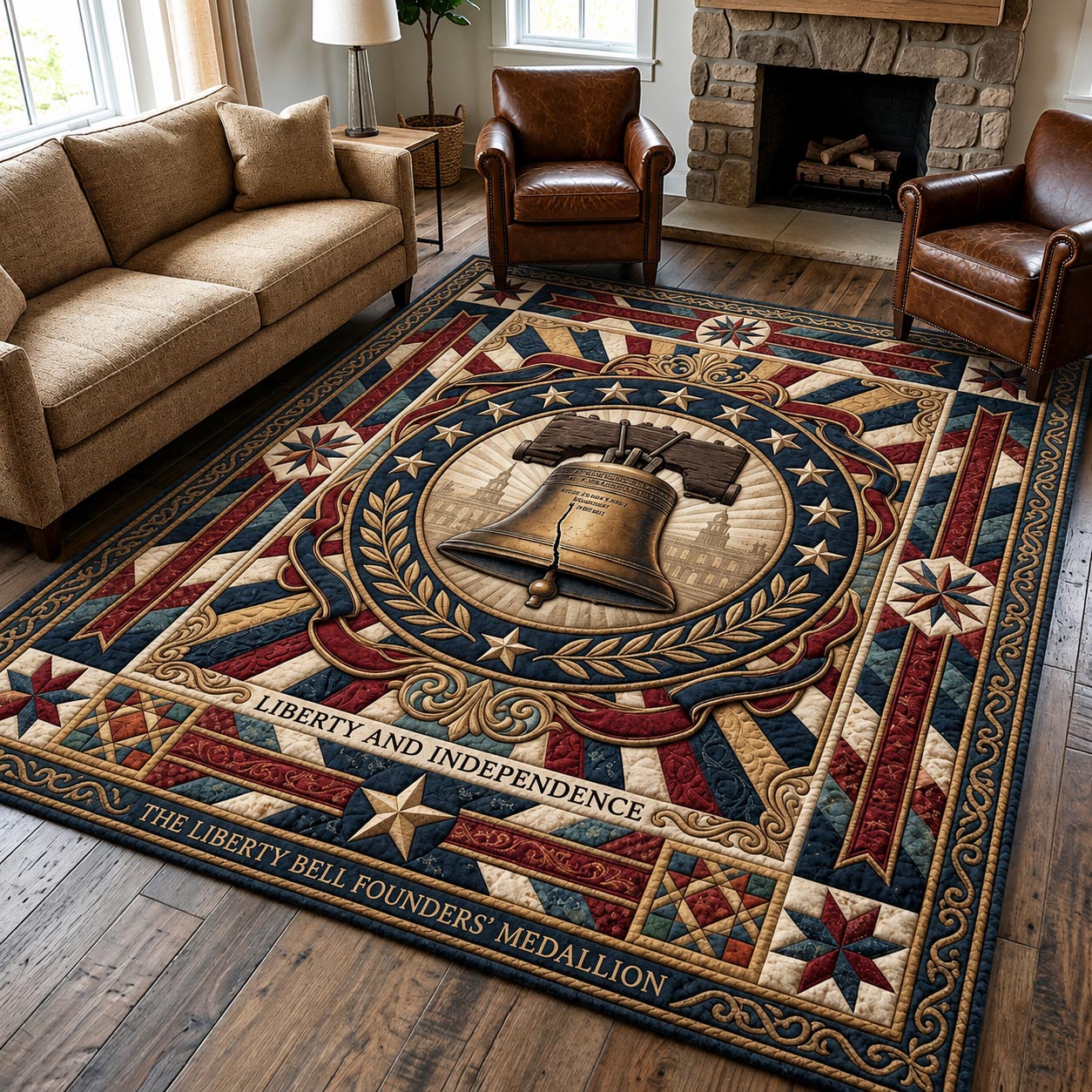 American Heritage Area Rug - Non-Slip Washable 3D Print Rug for Living Room & BedroomTVC210861