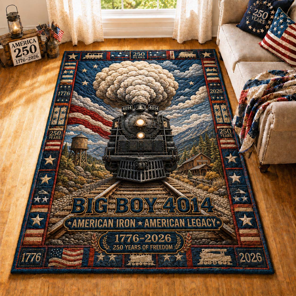 American Iron 4014 Area Rug - Non-Slip Washable 3D Print Rug for Living Room & BedroomTVC210868