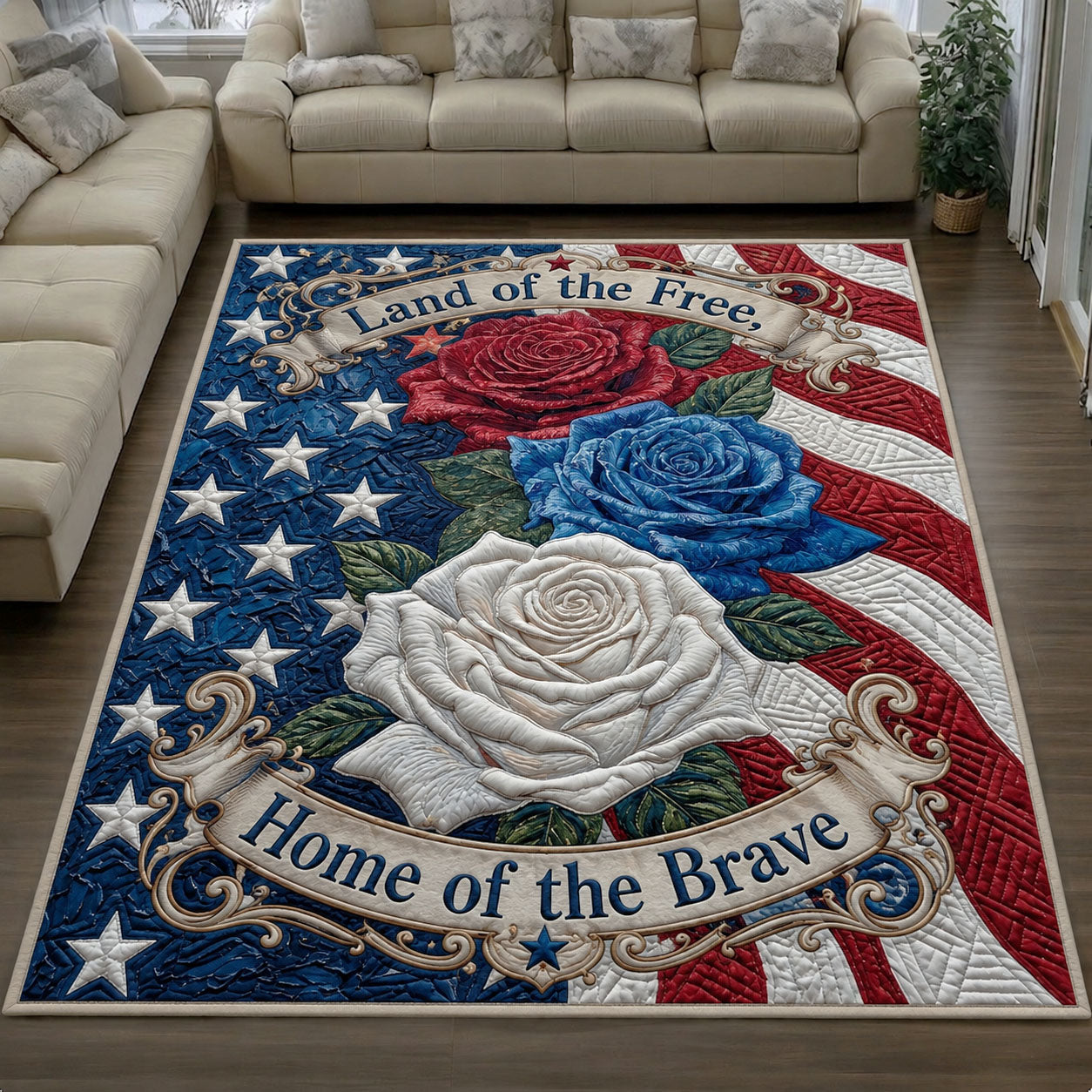 American Roses Area Rug - Non-Slip Washable 3D Print Rug for Living Room & BedroomTVC210868