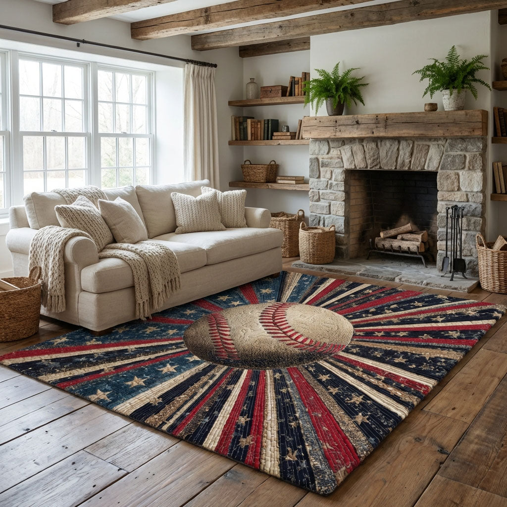 Americana Ball Area Rug - Non-Slip Washable 3D Print Rug for Living Room & BedroomTVC210854
