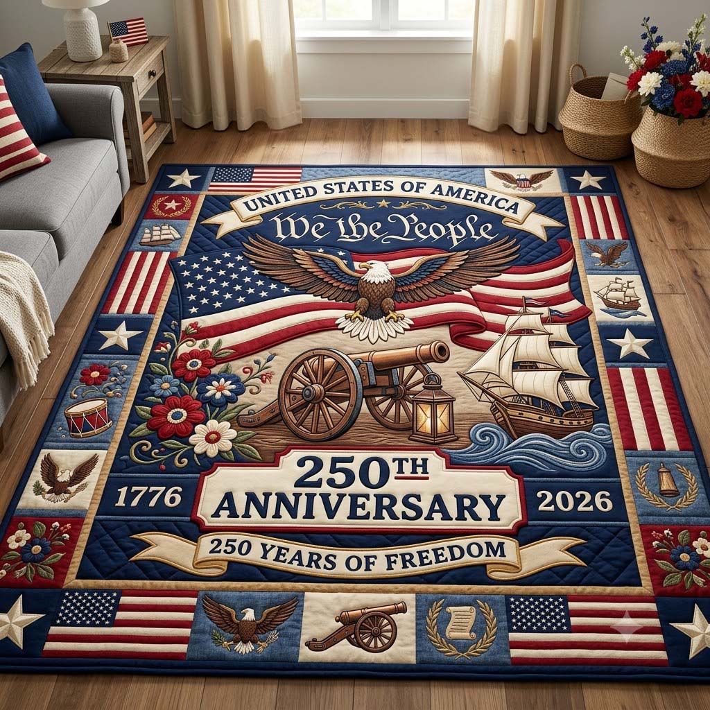 Americana Heritage Area Rug - Non-Slip Washable 3D Print Rug for Living Room & BedroomTVC210870