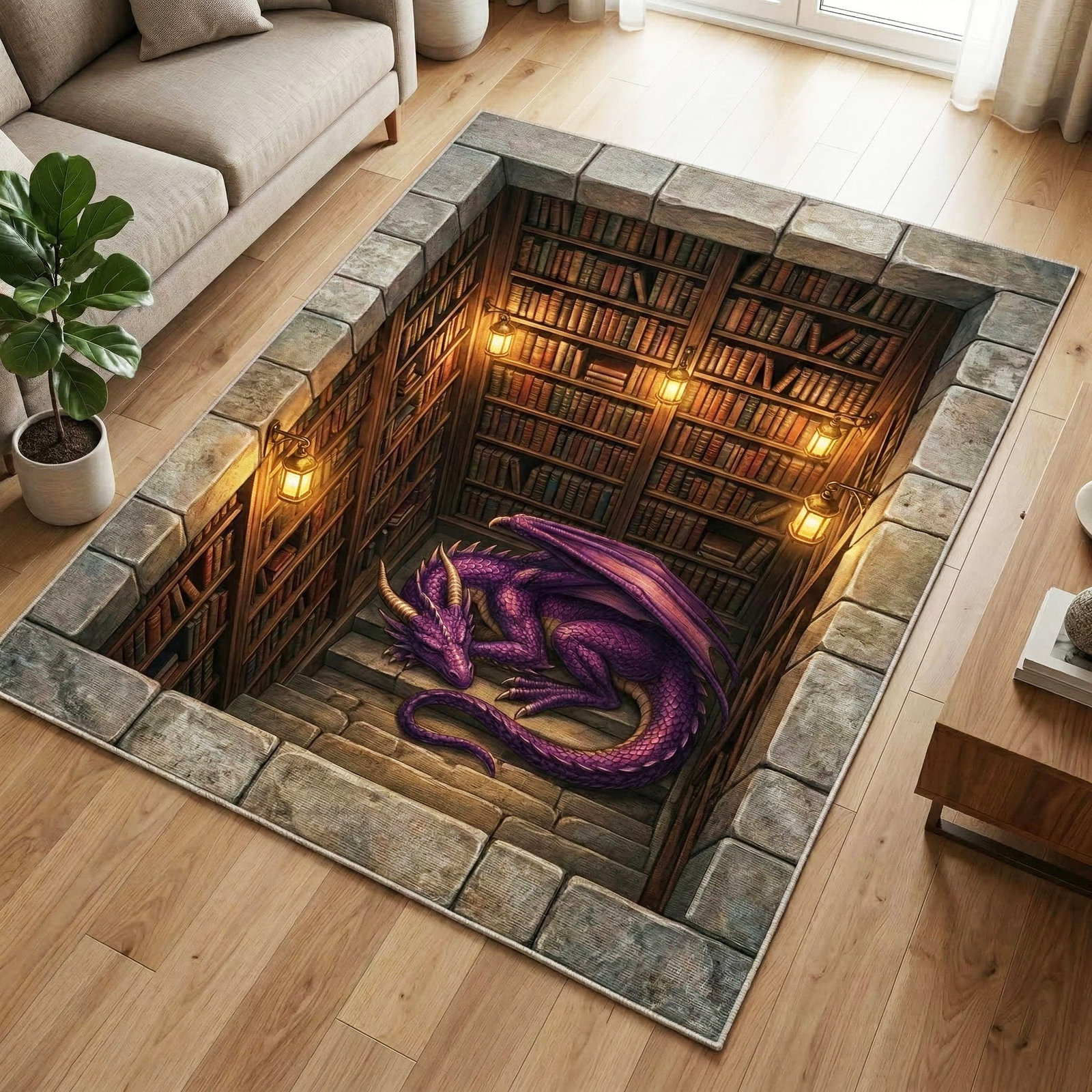 Amethyst Dragon Area Rug - Non-Slip Washable 3D Print Rug for Living Room & BedroomTVC210848