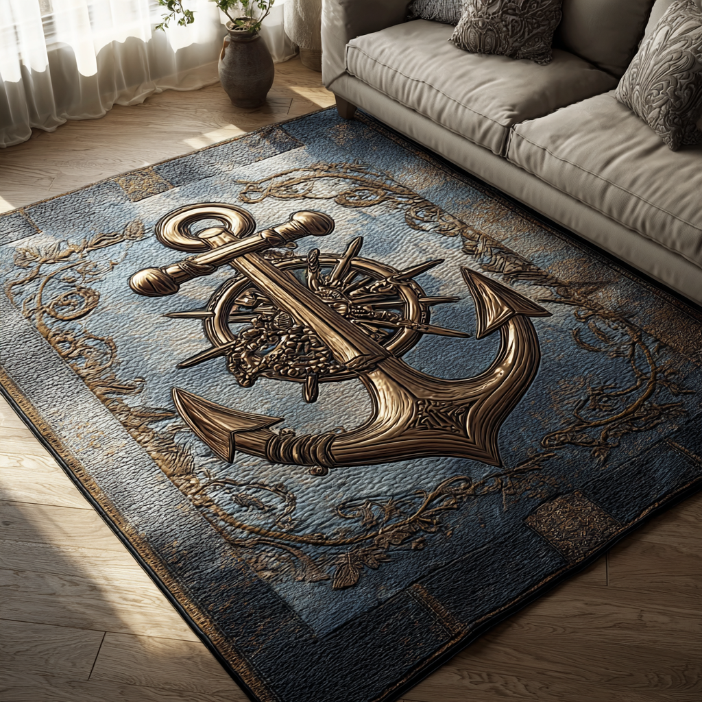Anchor Horizon Area Rug - Non-Slip Washable 3D Print Rug for Living Room & BedroomTVC210854