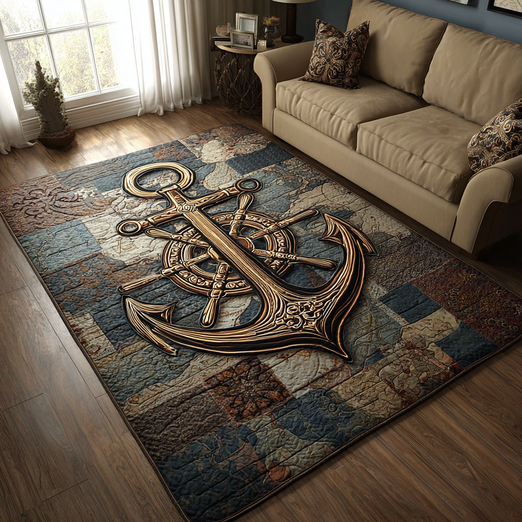 Anchor Voyage Area Rug - Non-Slip Washable 3D Print Rug for Living Room & BedroomTVC210855