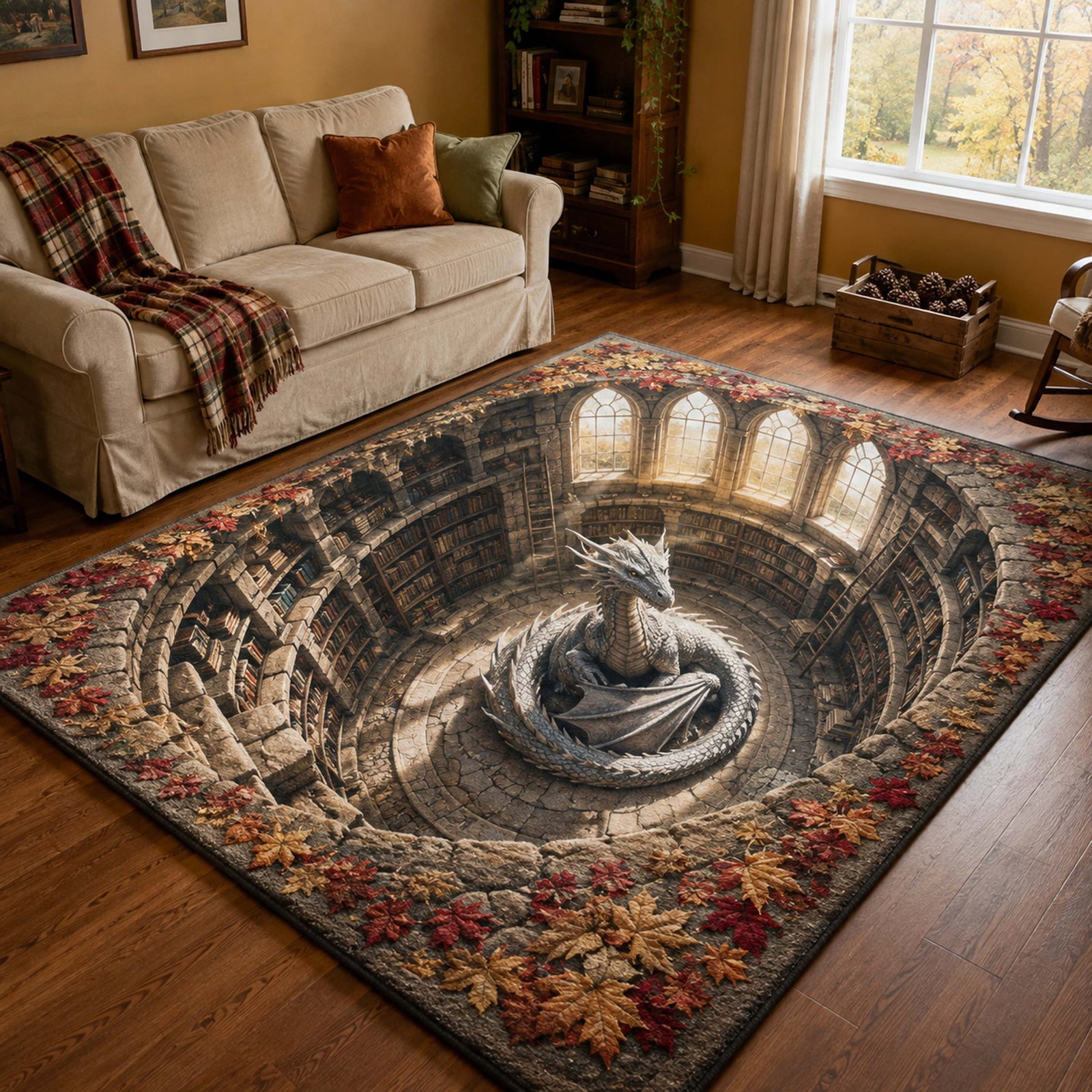 Ancient Library Area Rug - Non-Slip Washable 3D Print Rug for Living Room & BedroomTVC210848