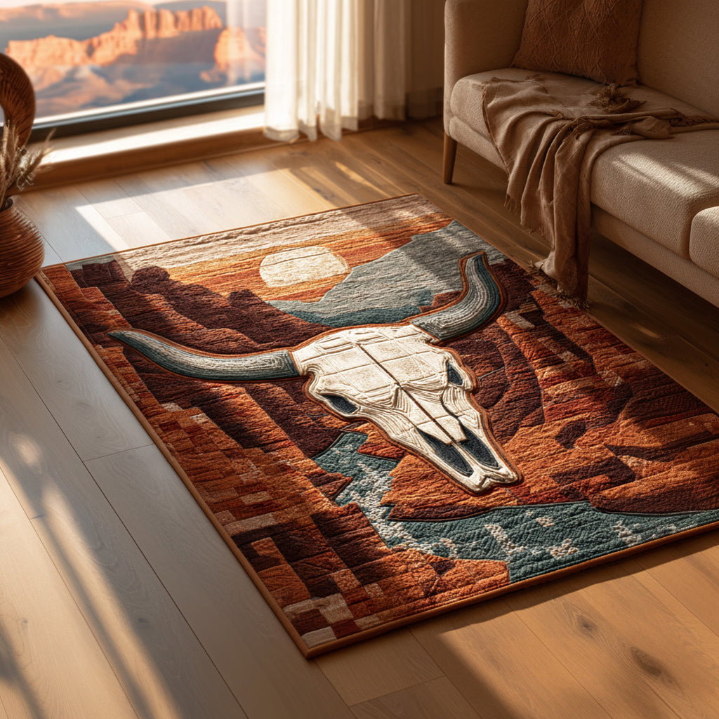 Ancient Longhorn Echo Area Rug - Non-Slip Washable 3D Print Rug for Living Room & BedroomTVC210854