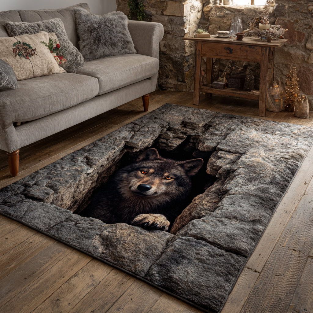 Ancient Wolf Abyss Area Rug - Non-Slip Washable 3D Print Rug for Living Room & BedroomTVC210854